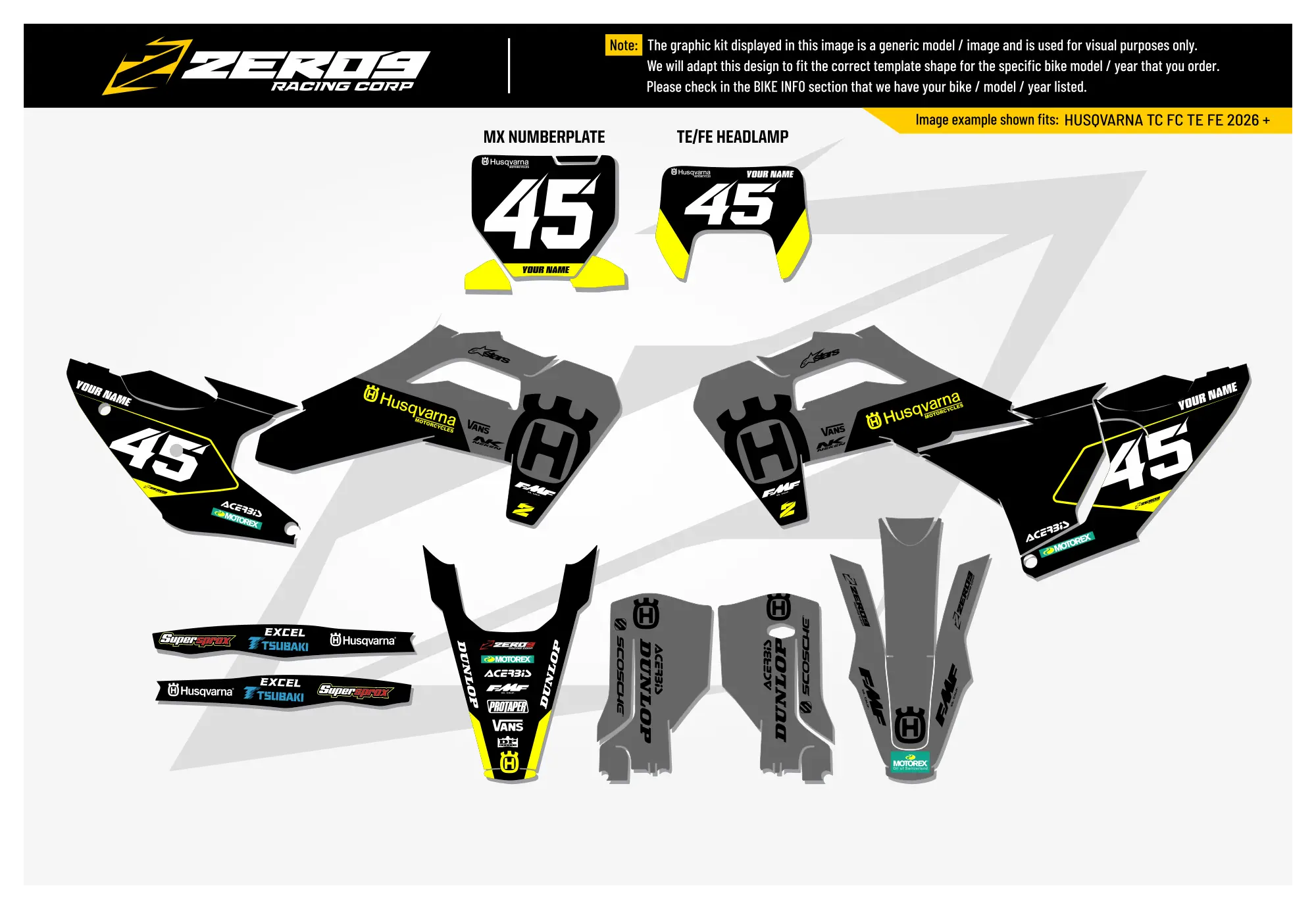Husqvarna Graphics Kit - FLEX | Grey/Black  GRAPHIC KIT 