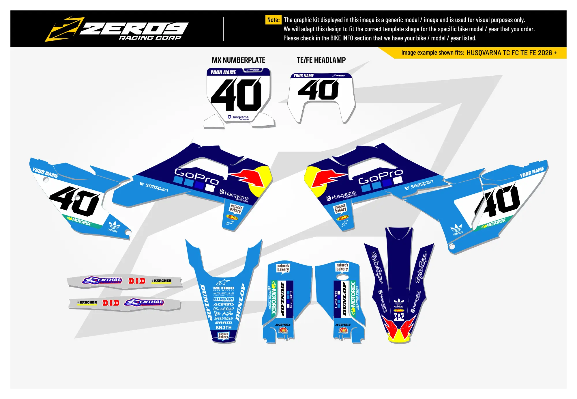 Husqvarna Graphics Kit - GO PRO | Blue  GRAPHIC KIT 