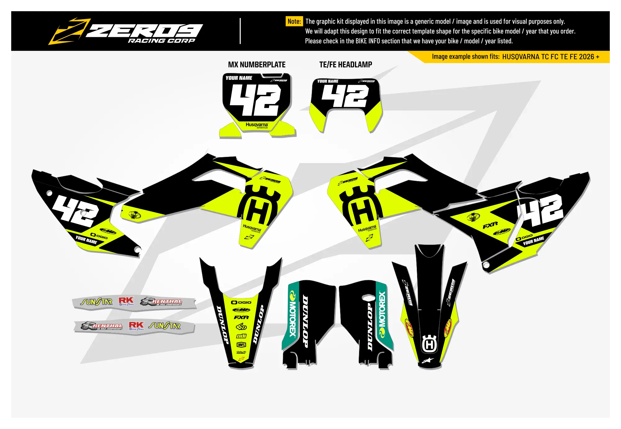 Husqvarna Graphics Kit - ICON | Black/Vivid Yellow  GRAPHIC KIT 