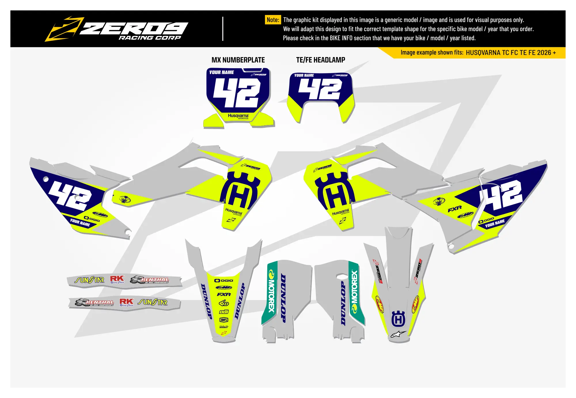 Husqvarna Graphics Kit - ICON | Grey/Vivid Yellow  GRAPHIC KIT 