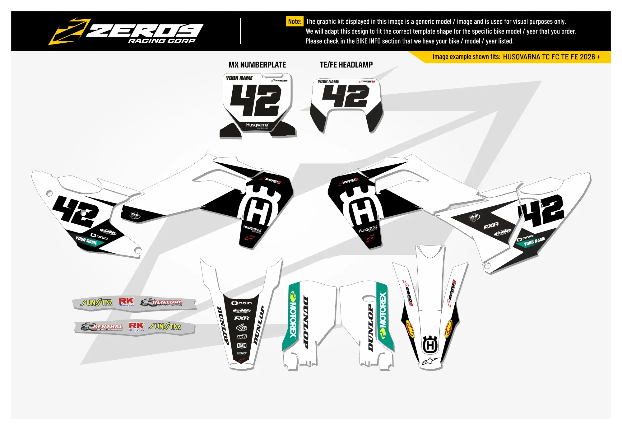 Husqvarna Graphics Kit - ICON | White/Black  GRAPHIC KIT 
