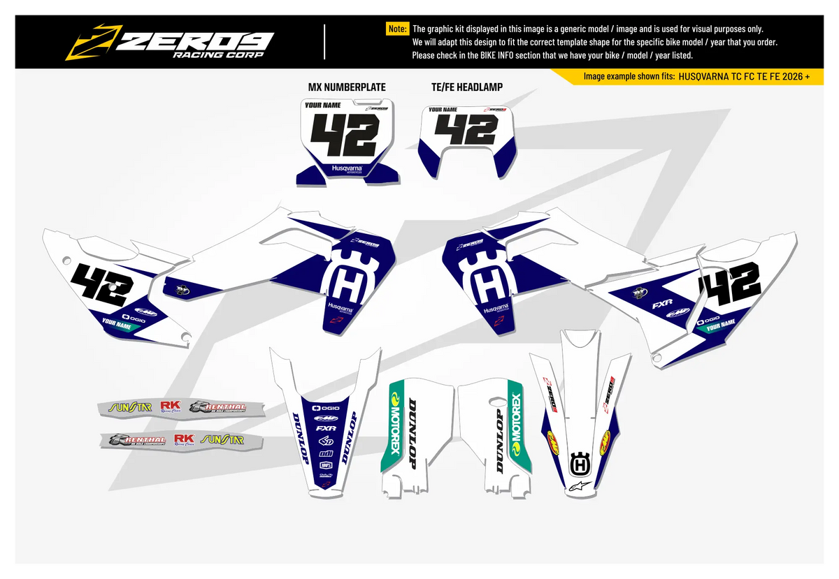 Husqvarna Graphics Kit - ICON | White/Blue  GRAPHIC KIT 