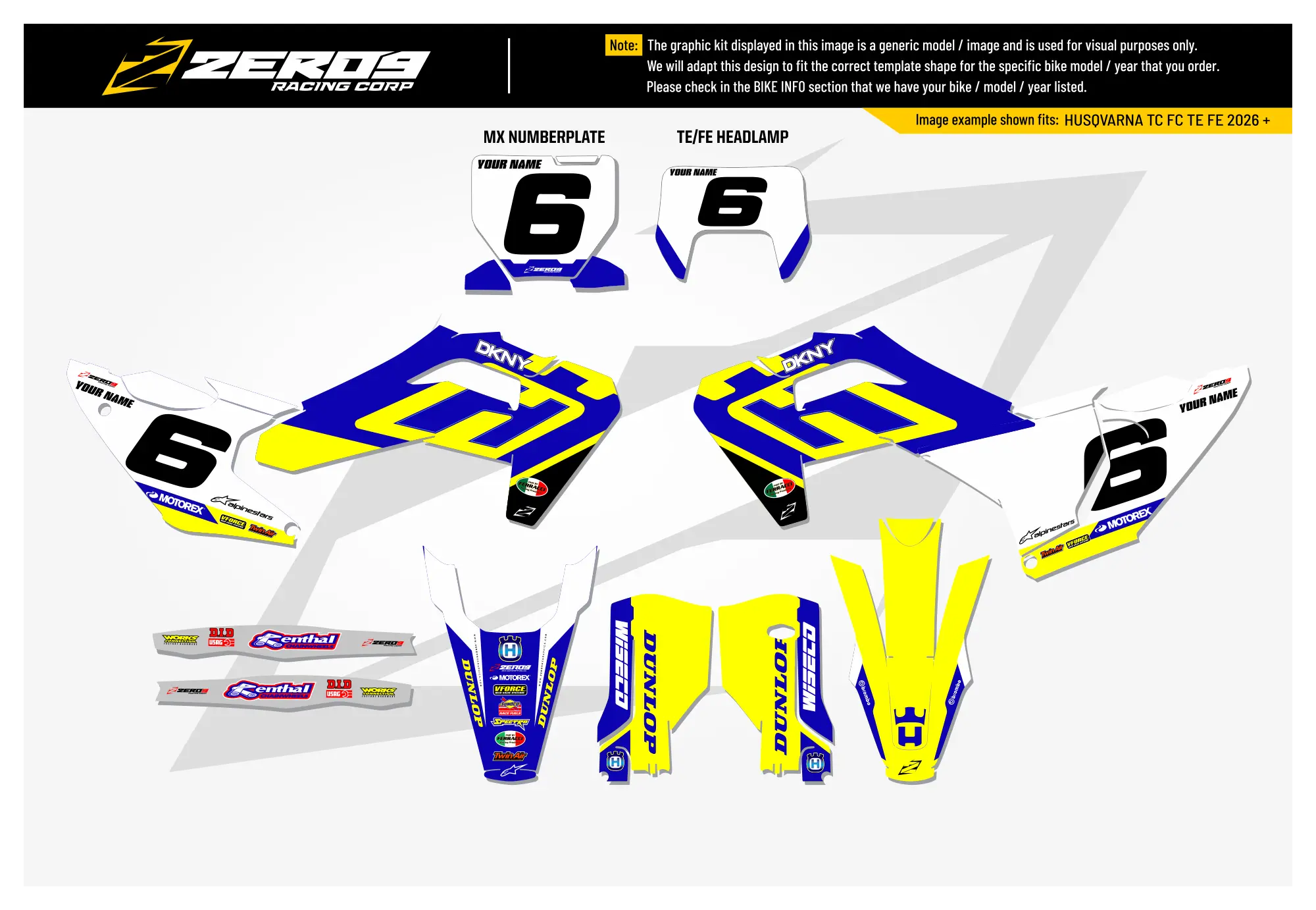 Husqvarna Graphics Kit - LAMSON | Yellow  GRAPHIC KIT 