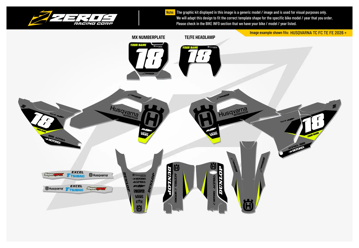 Husqvarna Graphics Kit - LEGION | Grey/Black  GRAPHIC KIT 