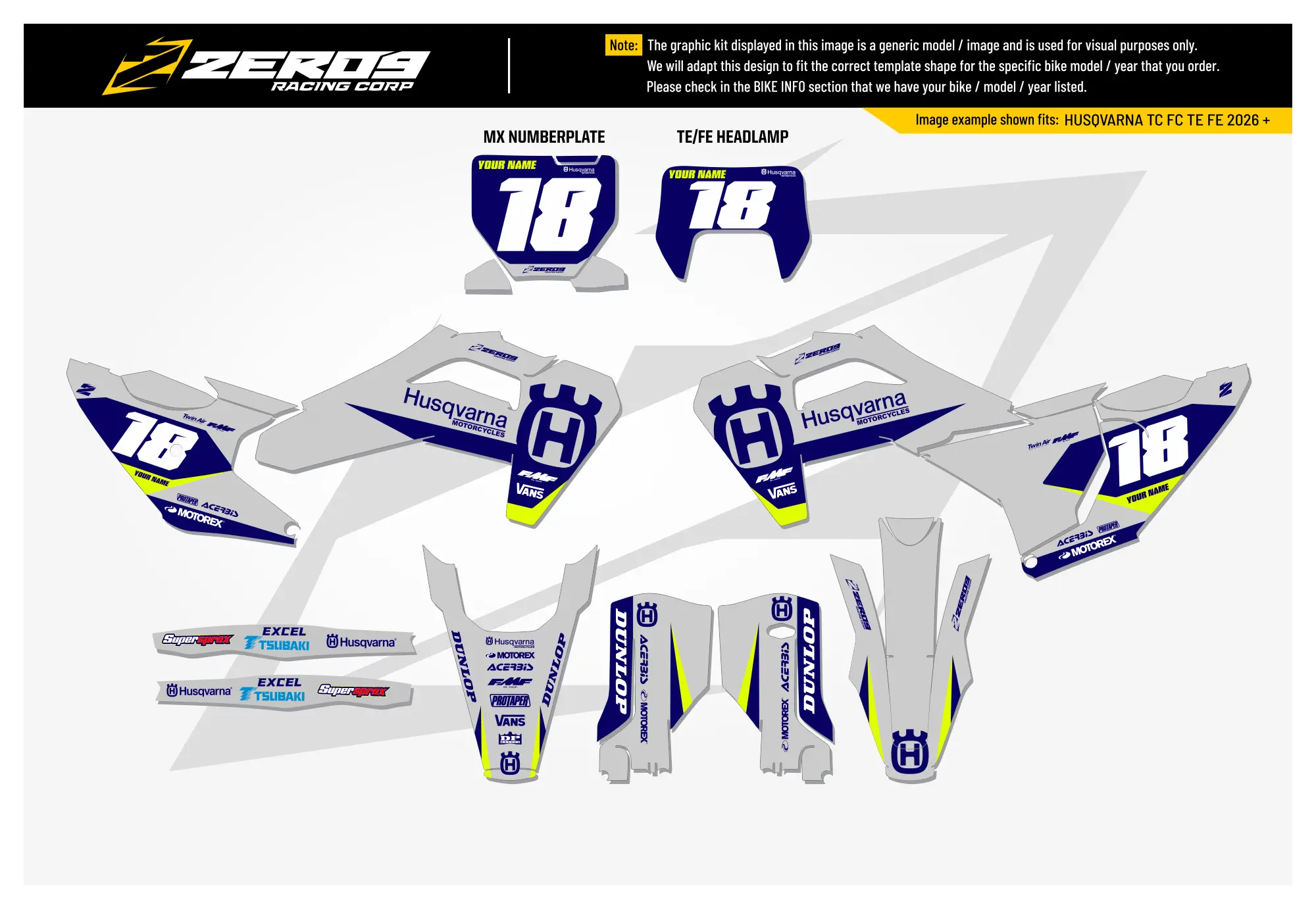 Husqvarna Graphics Kit - LEGION | Grey/Blue  GRAPHIC KIT 