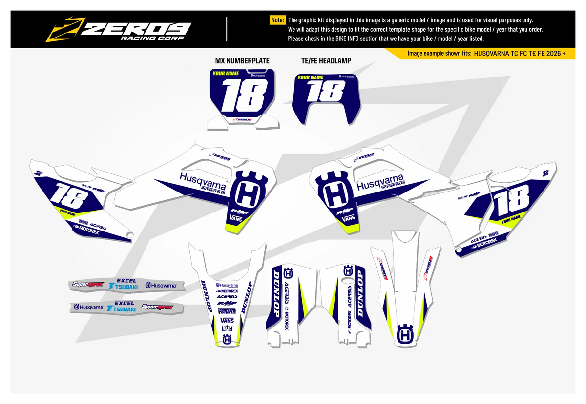 Husqvarna Graphics Kit - LEGION | White/Blue  GRAPHIC KIT 