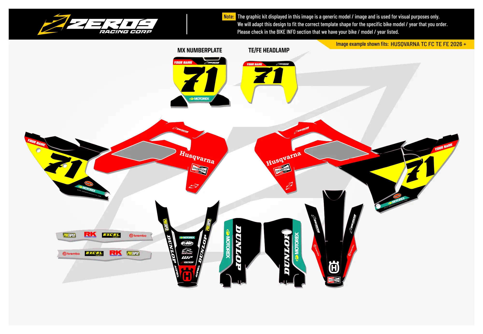 Husqvarna Graphics Kit - MCQUEEN | Black/Red  GRAPHIC KIT 