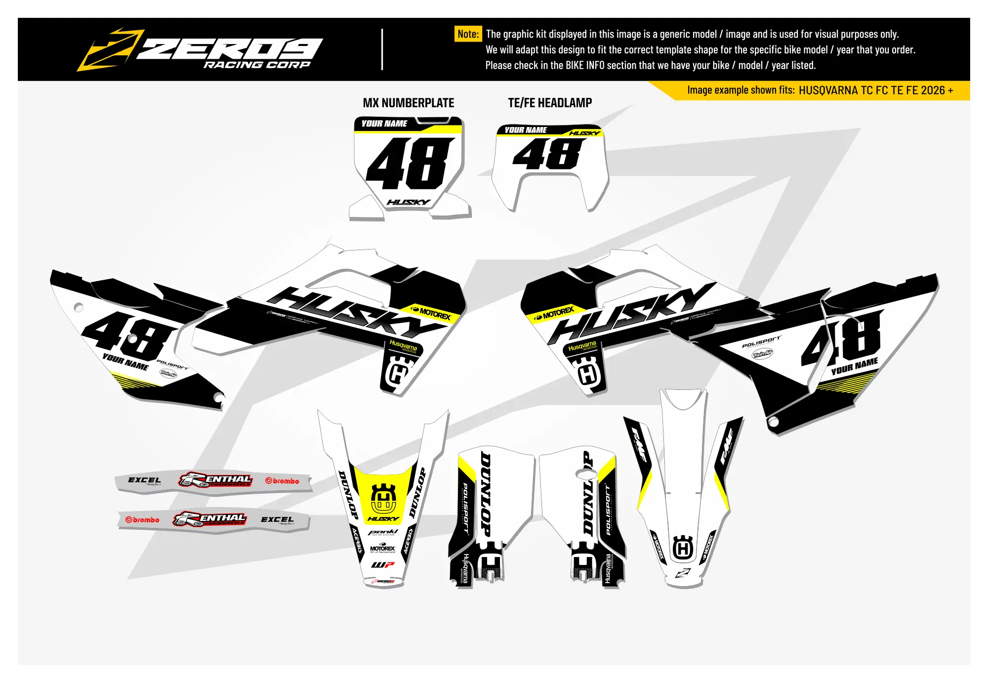 Husqvarna Graphics Kit - ONYX | White/Black  GRAPHIC KIT 