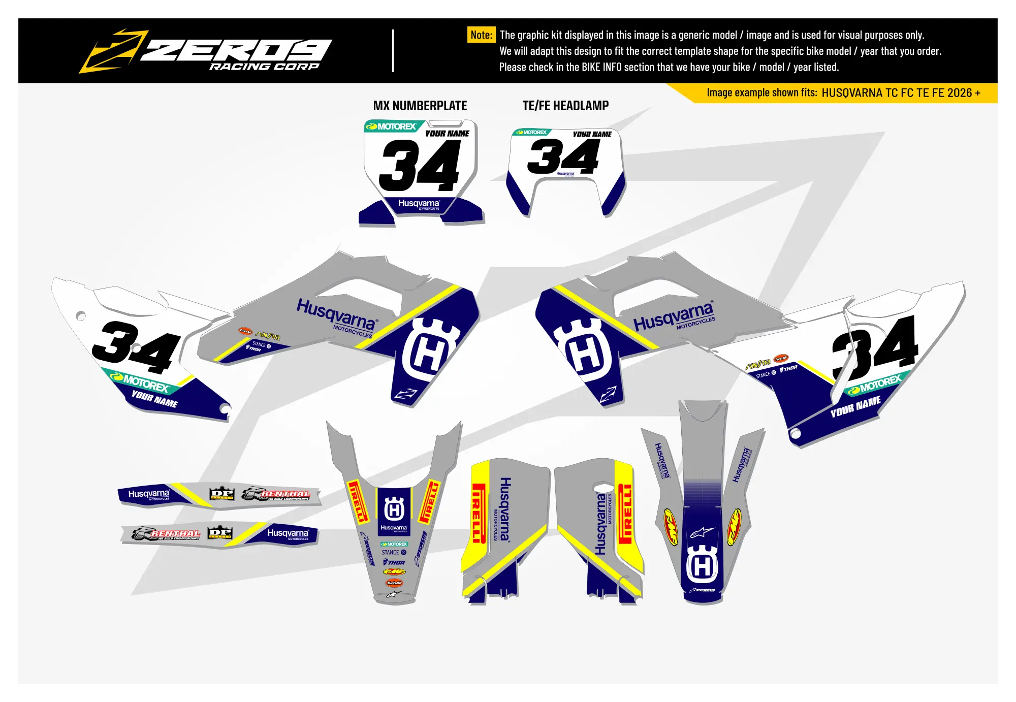Husqvarna Graphics Kit - PULSE | Grey/Blue  GRAPHIC KIT 