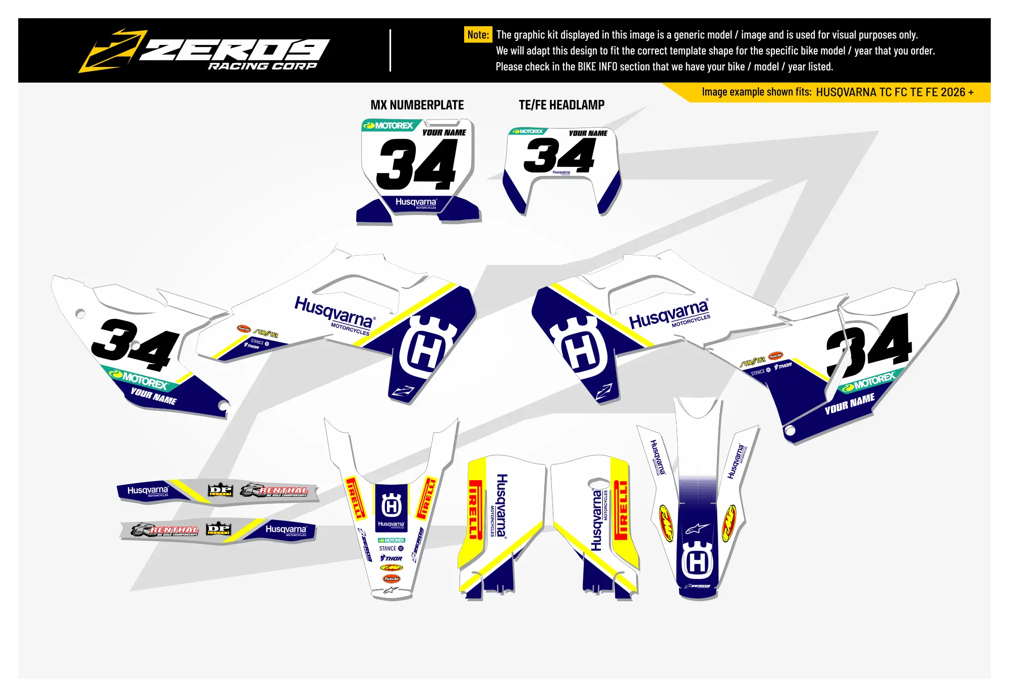 Husqvarna Graphics Kit - PULSE | White/Blue  GRAPHIC KIT 
