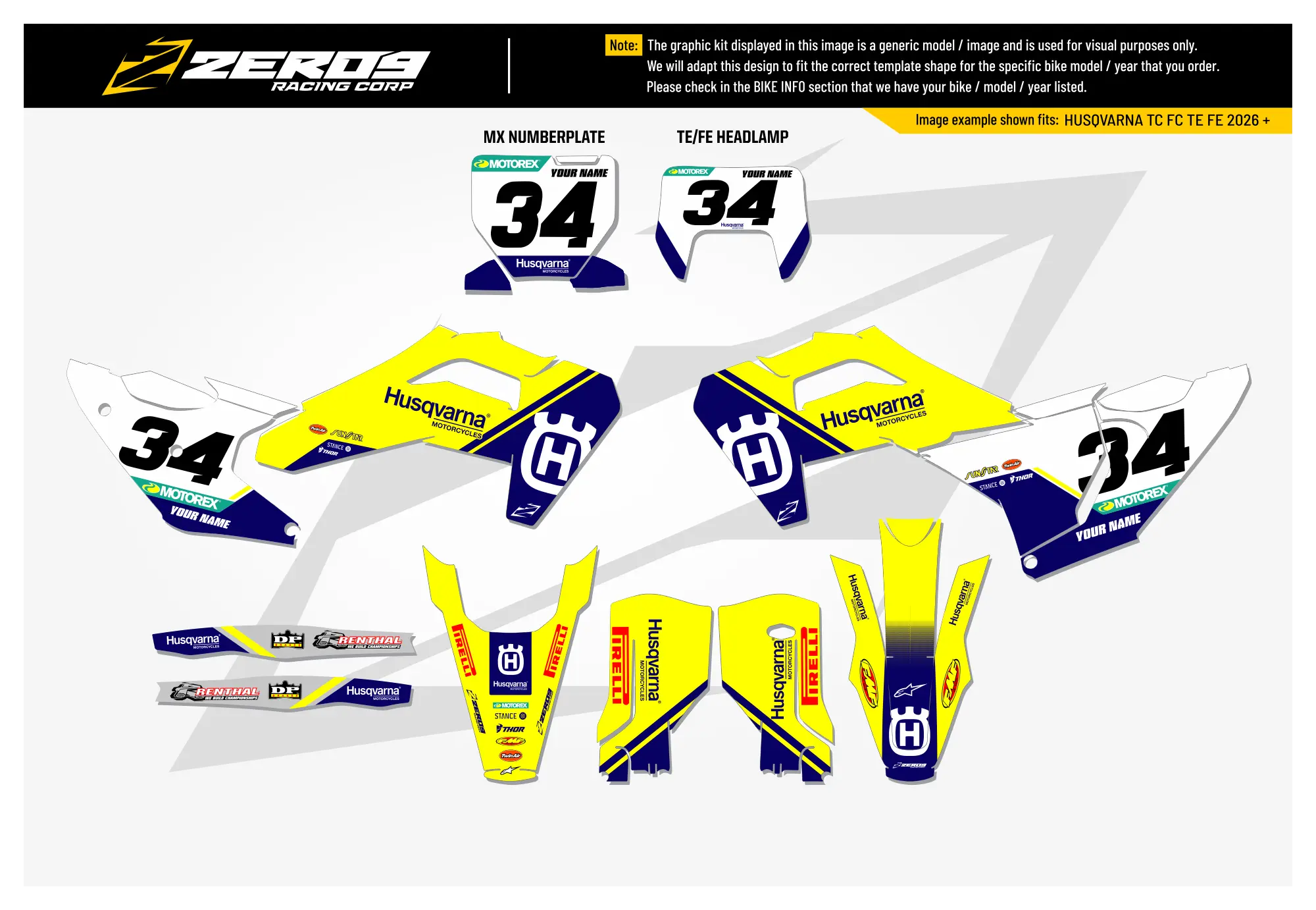 Husqvarna Graphics Kit - PULSE | Yellow/Blue  GRAPHIC KIT 