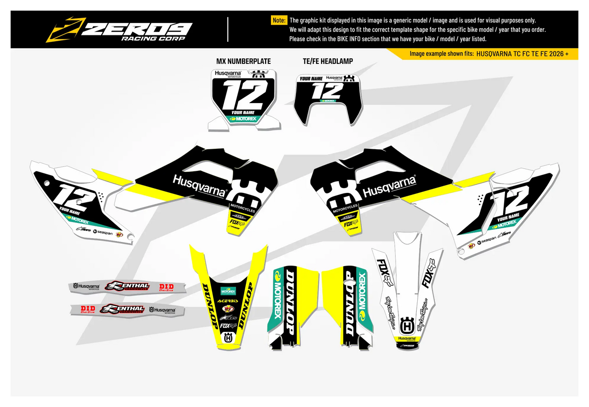 Husqvarna Graphics Kit - RACE | Black/White  GRAPHIC KIT 