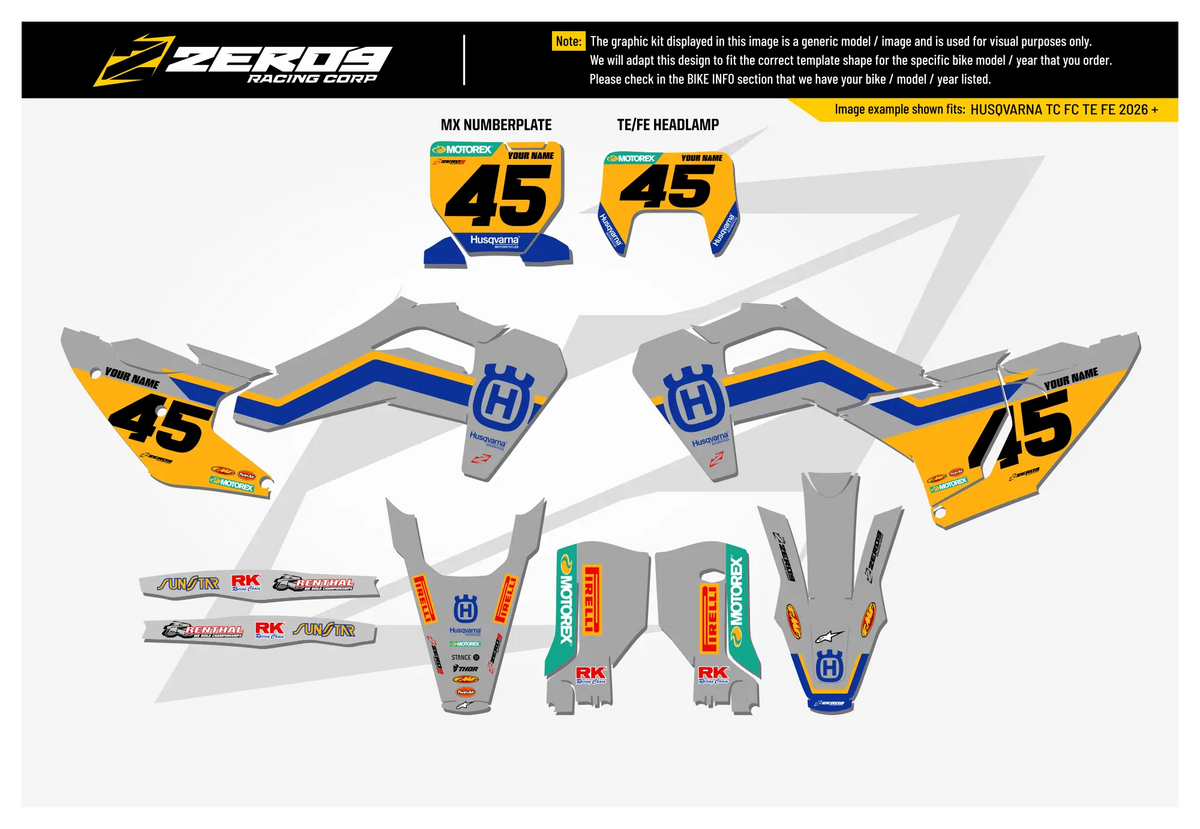 Husqvarna Graphics Kit - RETRO | Grey  GRAPHIC KIT 