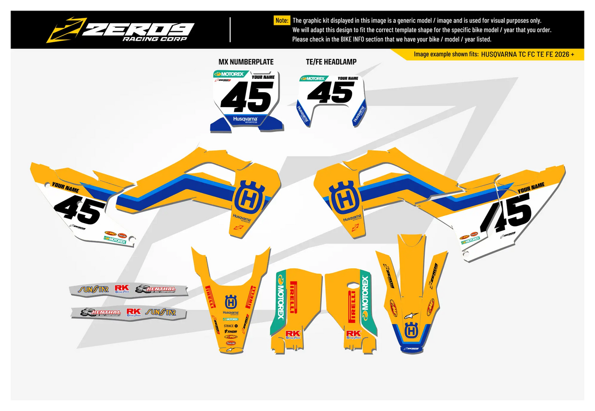 Husqvarna Graphics Kit - RETRO | Yellow  GRAPHIC KIT 