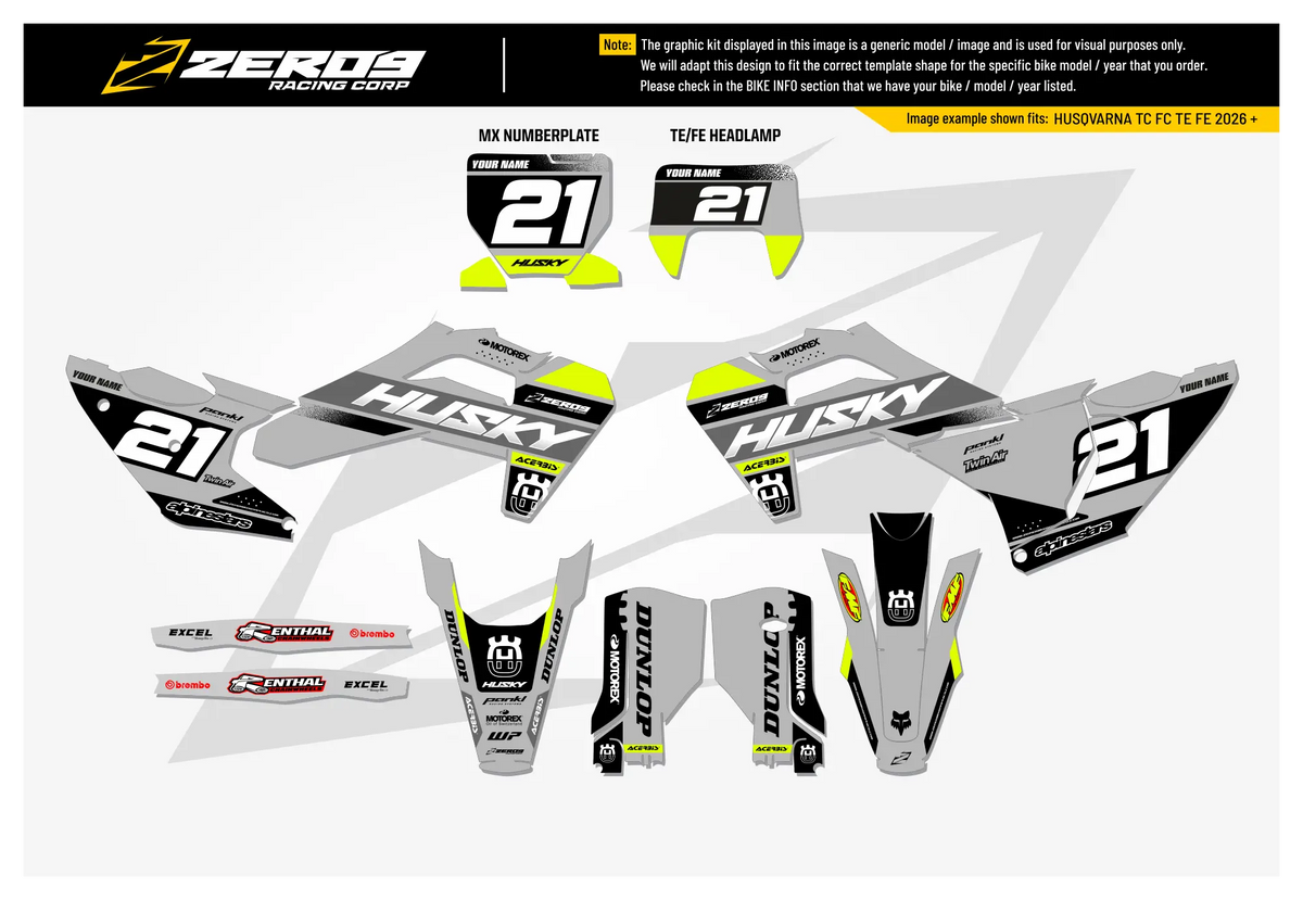 Husqvarna Graphics Kit - RIZE | Grey  GRAPHIC KIT 