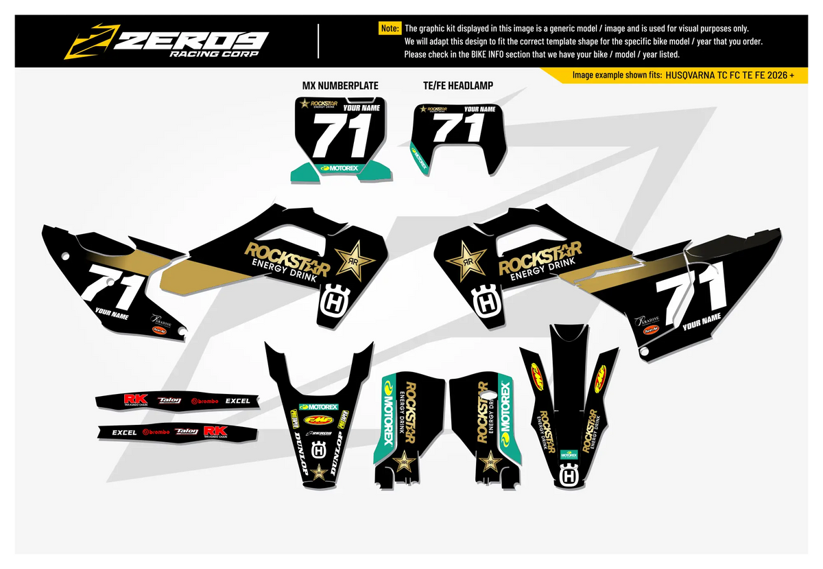 Husqvarna Graphics Kit - ROCKSTAR 22 | Black  GRAPHIC KIT 