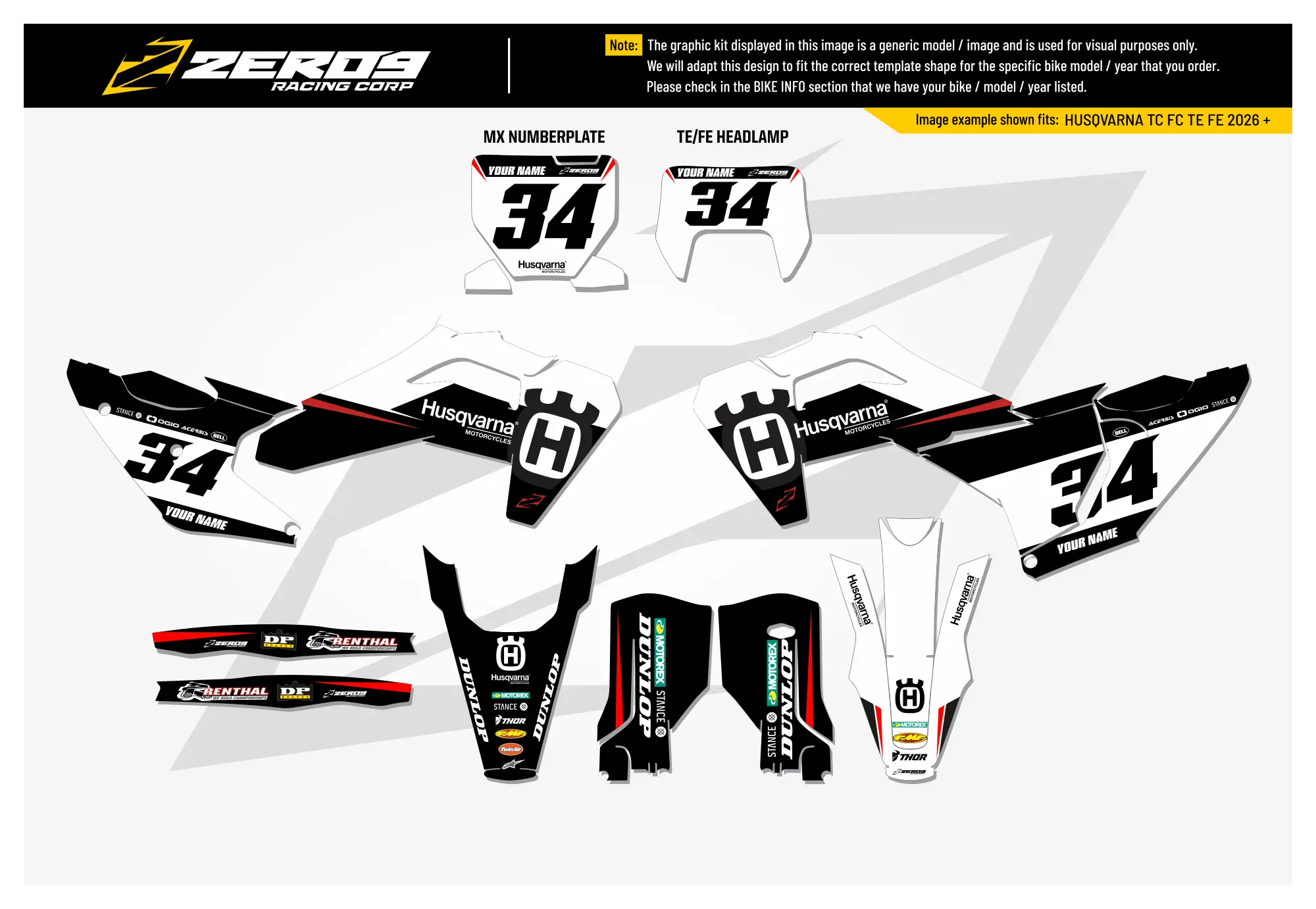 Husqvarna Graphics Kit - RUSH | Black  GRAPHIC KIT 