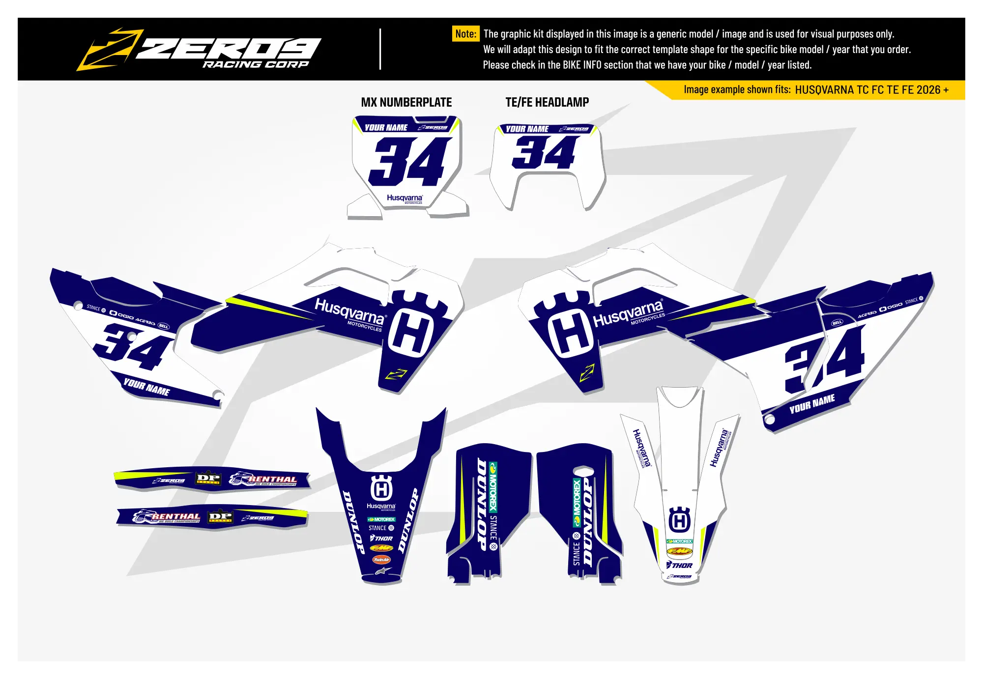 Husqvarna Graphics Kit - RUSH | Blue  GRAPHIC KIT 