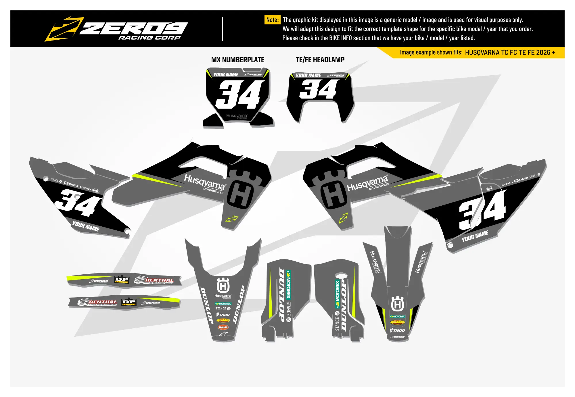 Husqvarna Graphics Kit - RUSH | Grey  GRAPHIC KIT 
