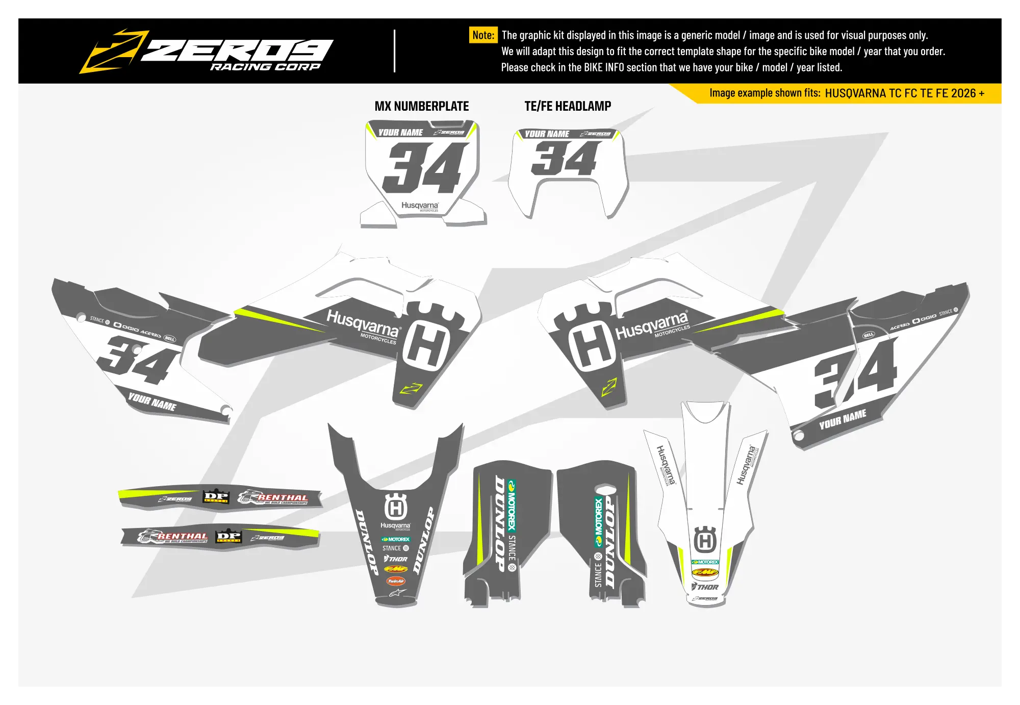 Husqvarna Graphics Kit - RUSH | White  GRAPHIC KIT 