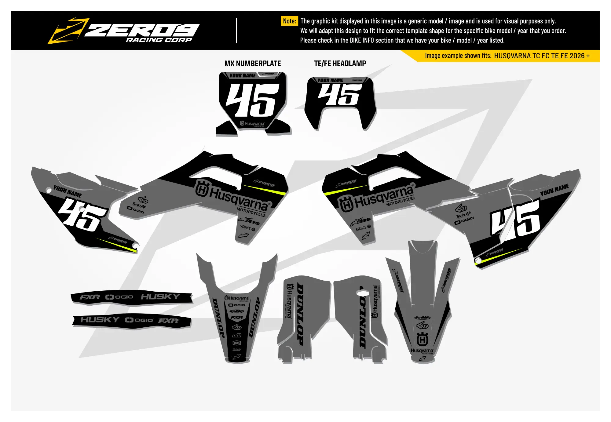 Husqvarna Graphics Kit - SHIFT | Grey/Black  GRAPHIC KIT 