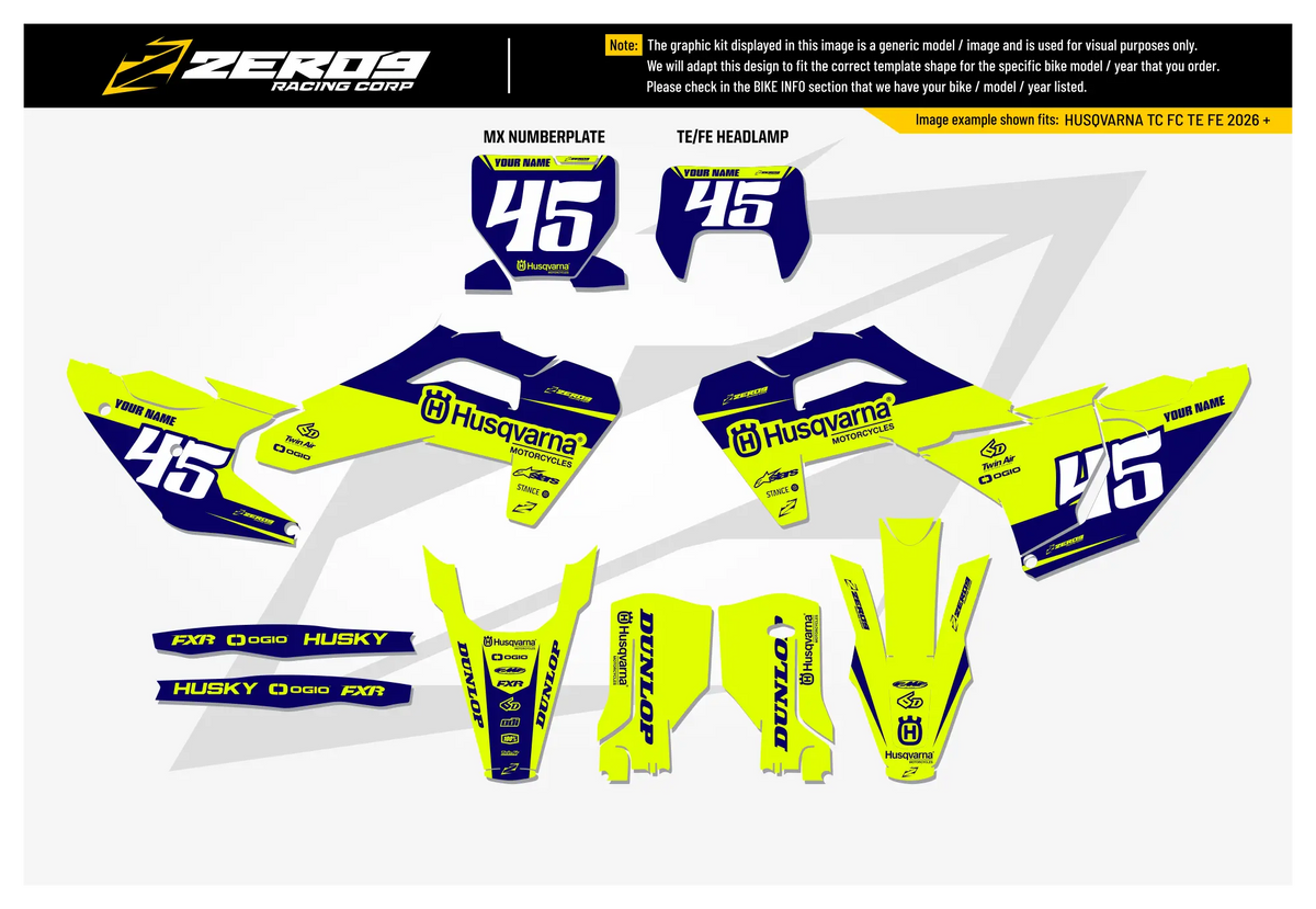 Husqvarna Graphics Kit - SHIFT | Vivid Yellow/Blue  GRAPHIC KIT 