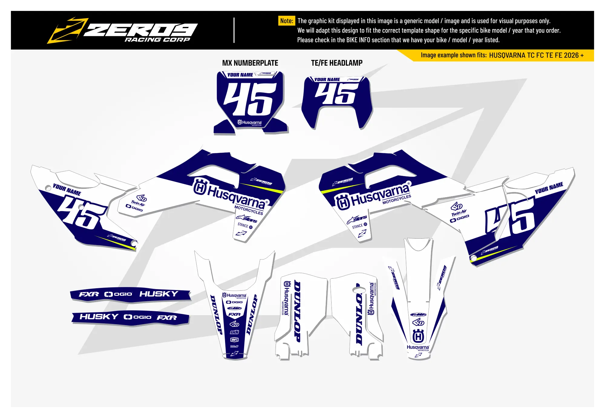 Husqvarna Graphics Kit - SHIFT | White/Blue  GRAPHIC KIT 