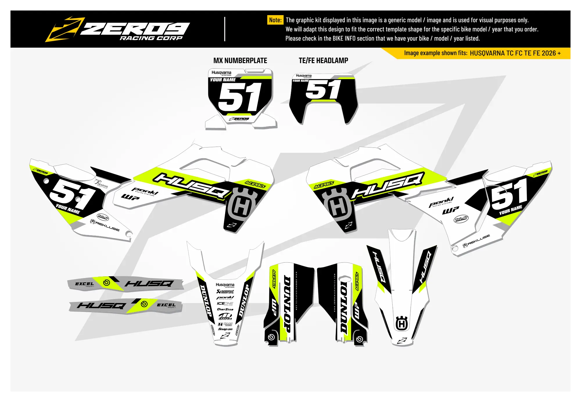 Husqvarna Graphics Kit - STUX | White/Black/Vivid Yellow  GRAPHIC KIT 