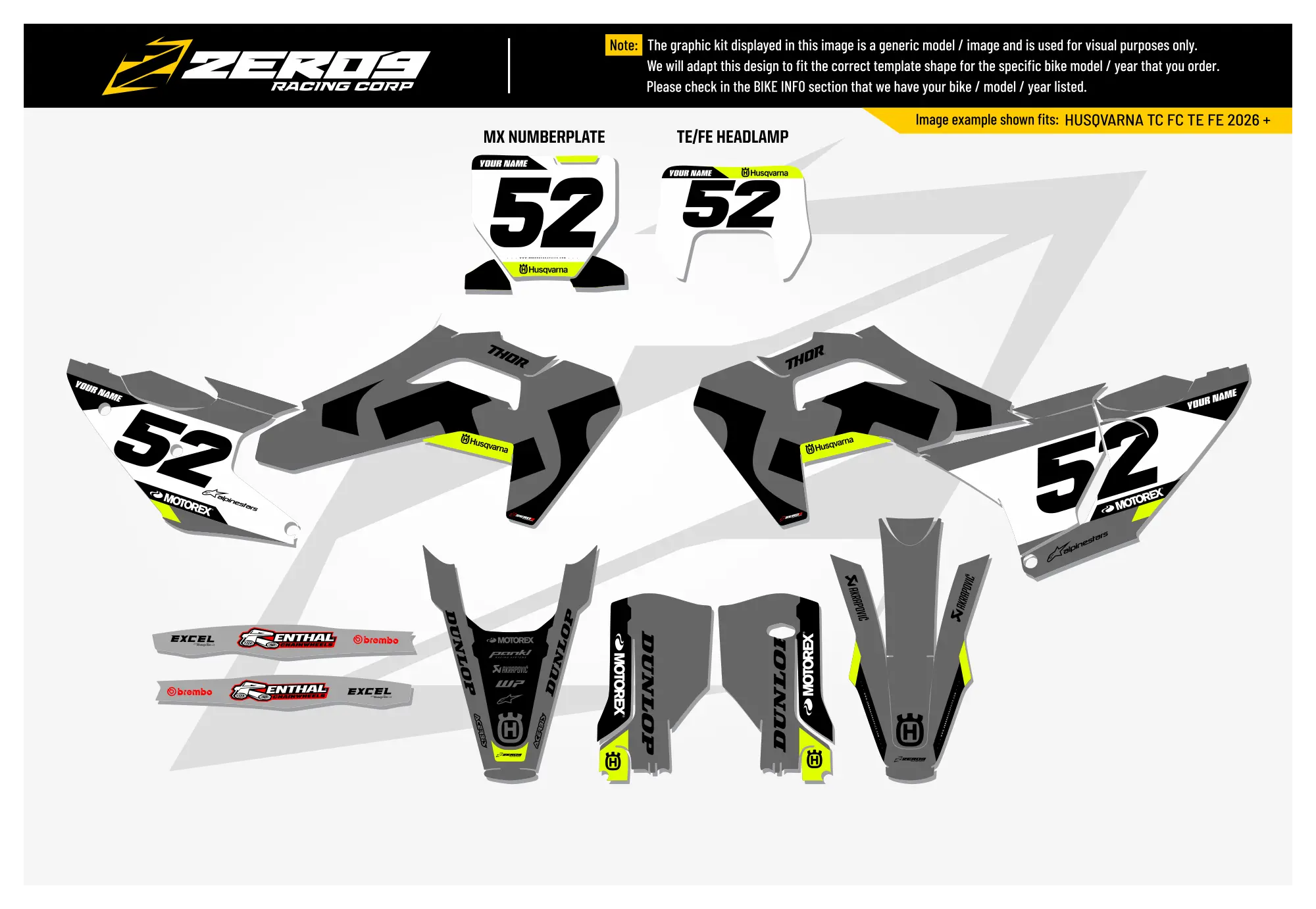 Husqvarna Graphics Kit - TRAX | Grey  GRAPHIC KIT 