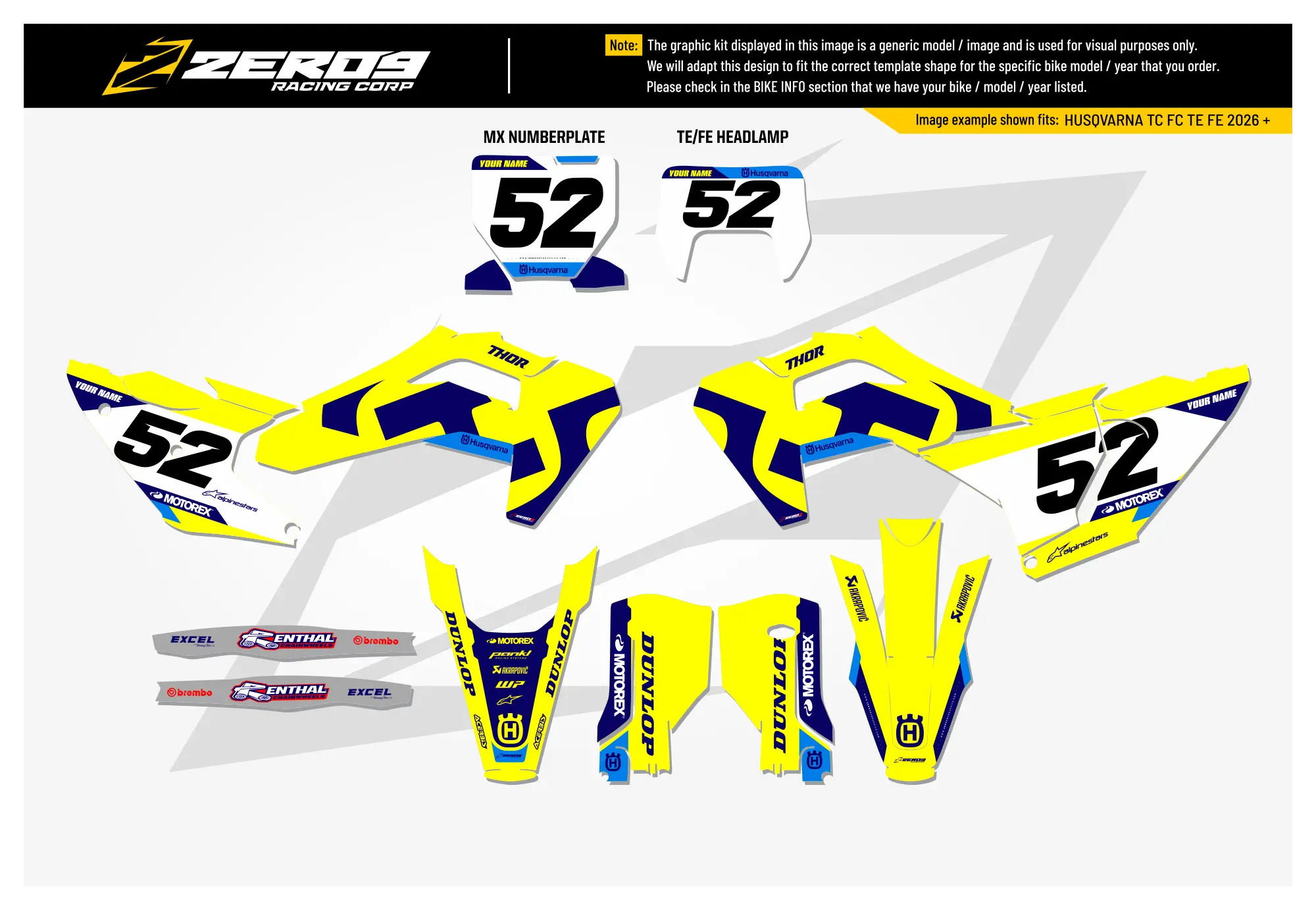 Husqvarna Graphics Kit - TRAX | Yellow  GRAPHIC KIT 