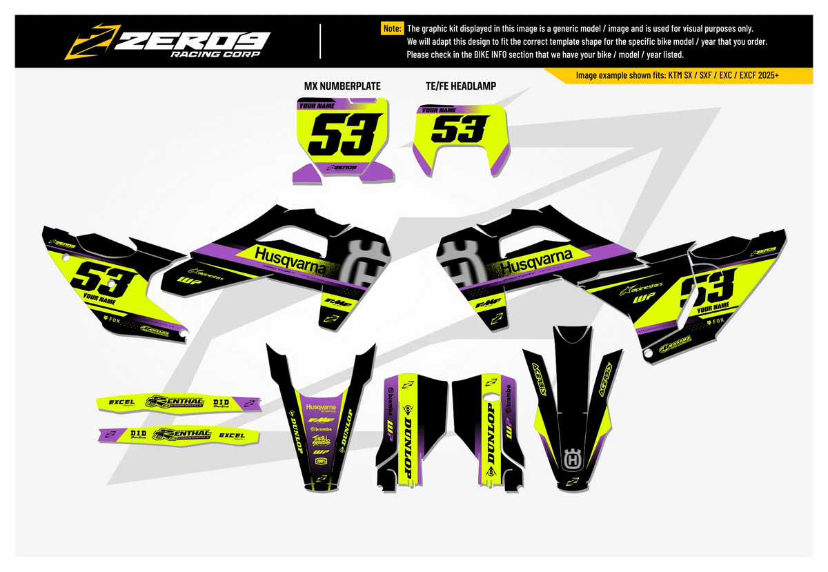Husqvarna Graphics Kit - VEGA | Black/Vivid Yellow  GRAPHIC KIT 