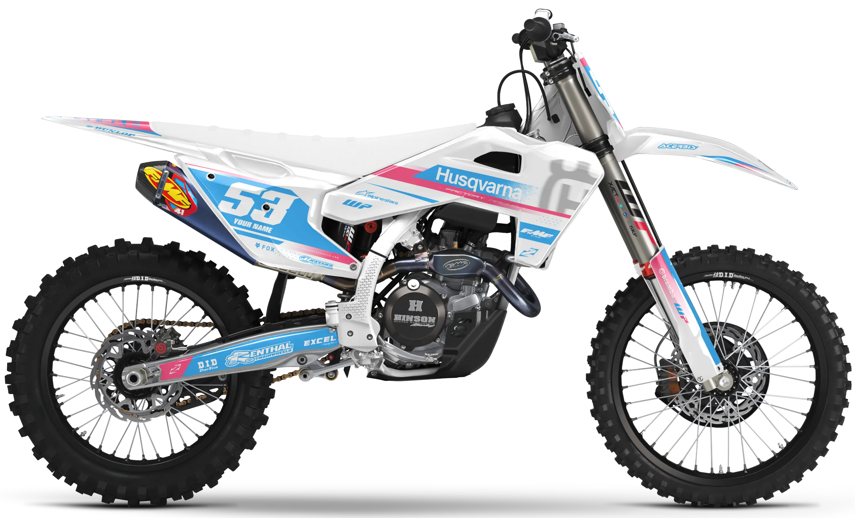 Husqvarna Graphics Kit - VEGA | White/Blue/Pink  GRAPHIC KIT 
