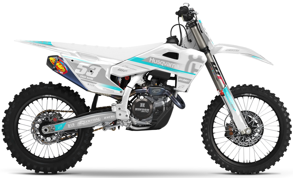 Husqvarna Graphics Kit - VEGA | White/Turquoise  GRAPHIC KIT 