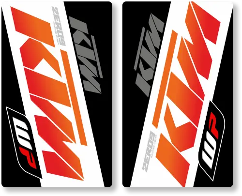 KTM fork decals – orange/white – WP – motocross.