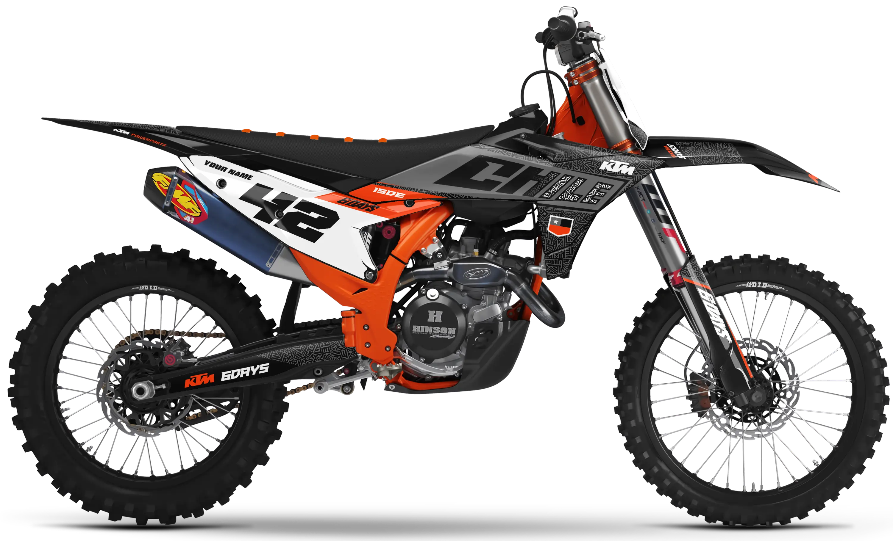 KTM graphics kit – 6Days Chile Grey/Black – factory design – EXC enduro.