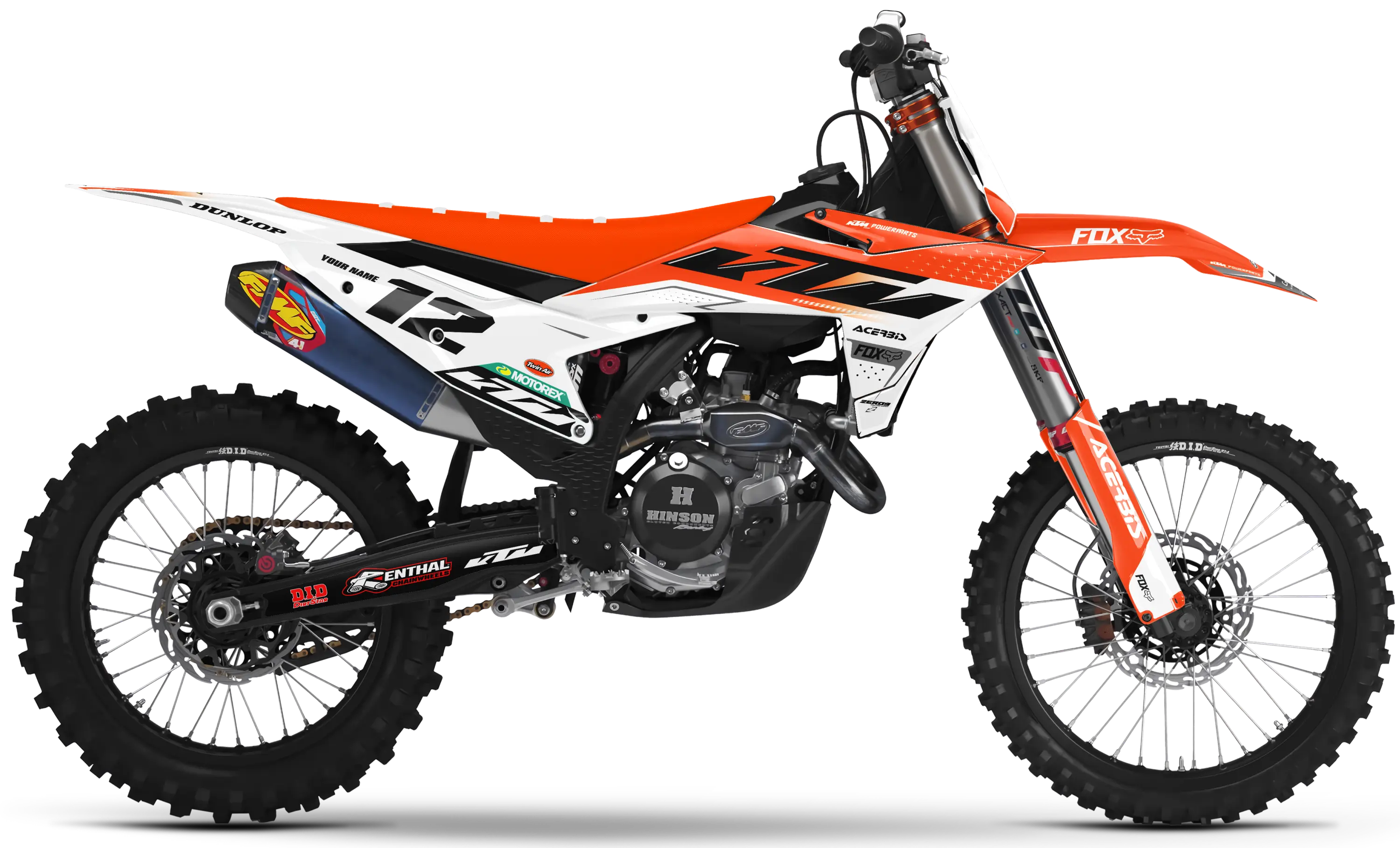 KTM graphics kit – Axis Orange/White – factory design – SX motocross.