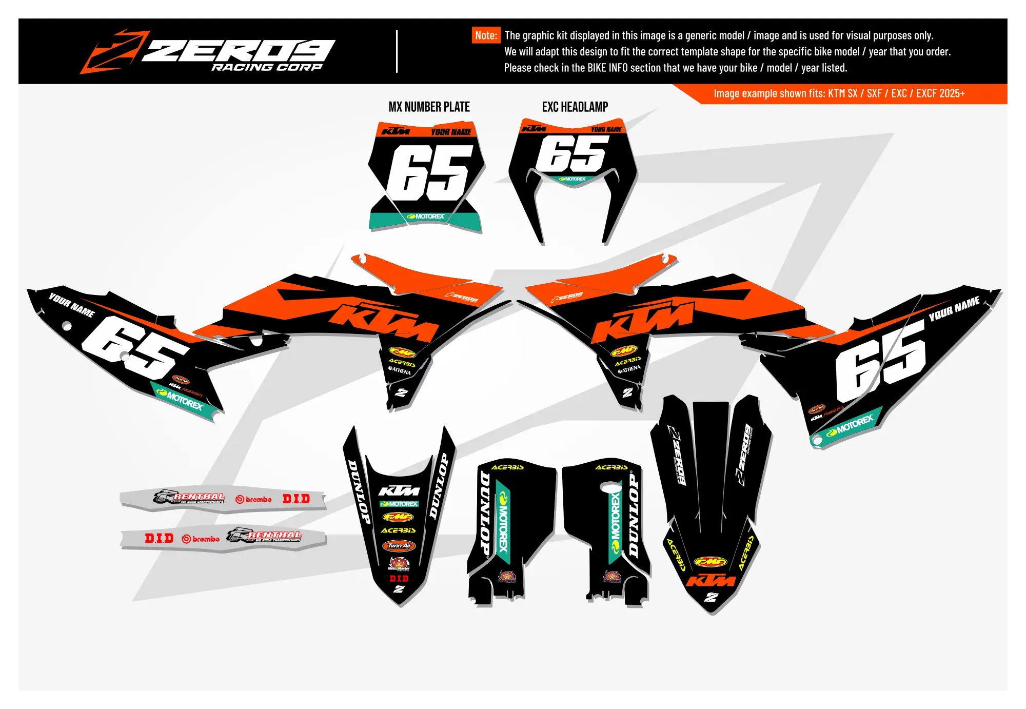 KTM graphics kit – Blitz Black – factory design – motocross – SX motocross.