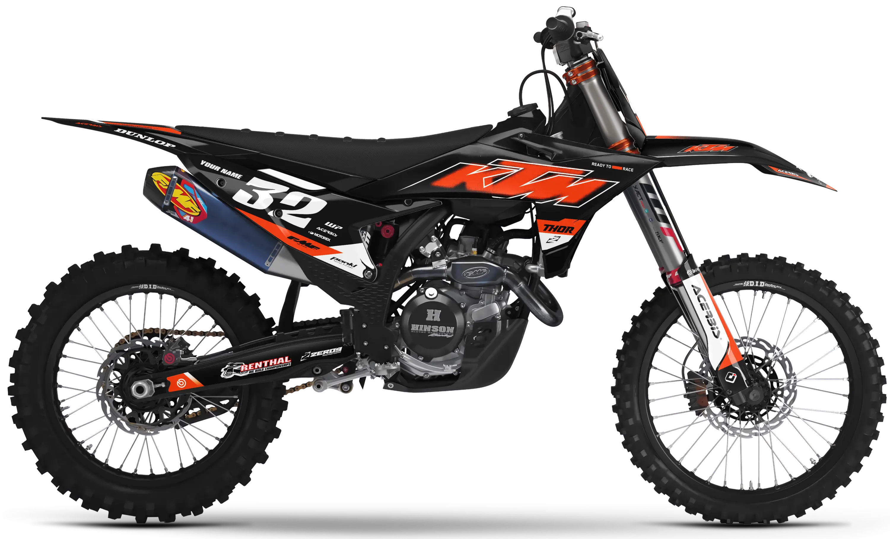 KTM graphics kit – Core Black/Orange – factory design – SX motocross.