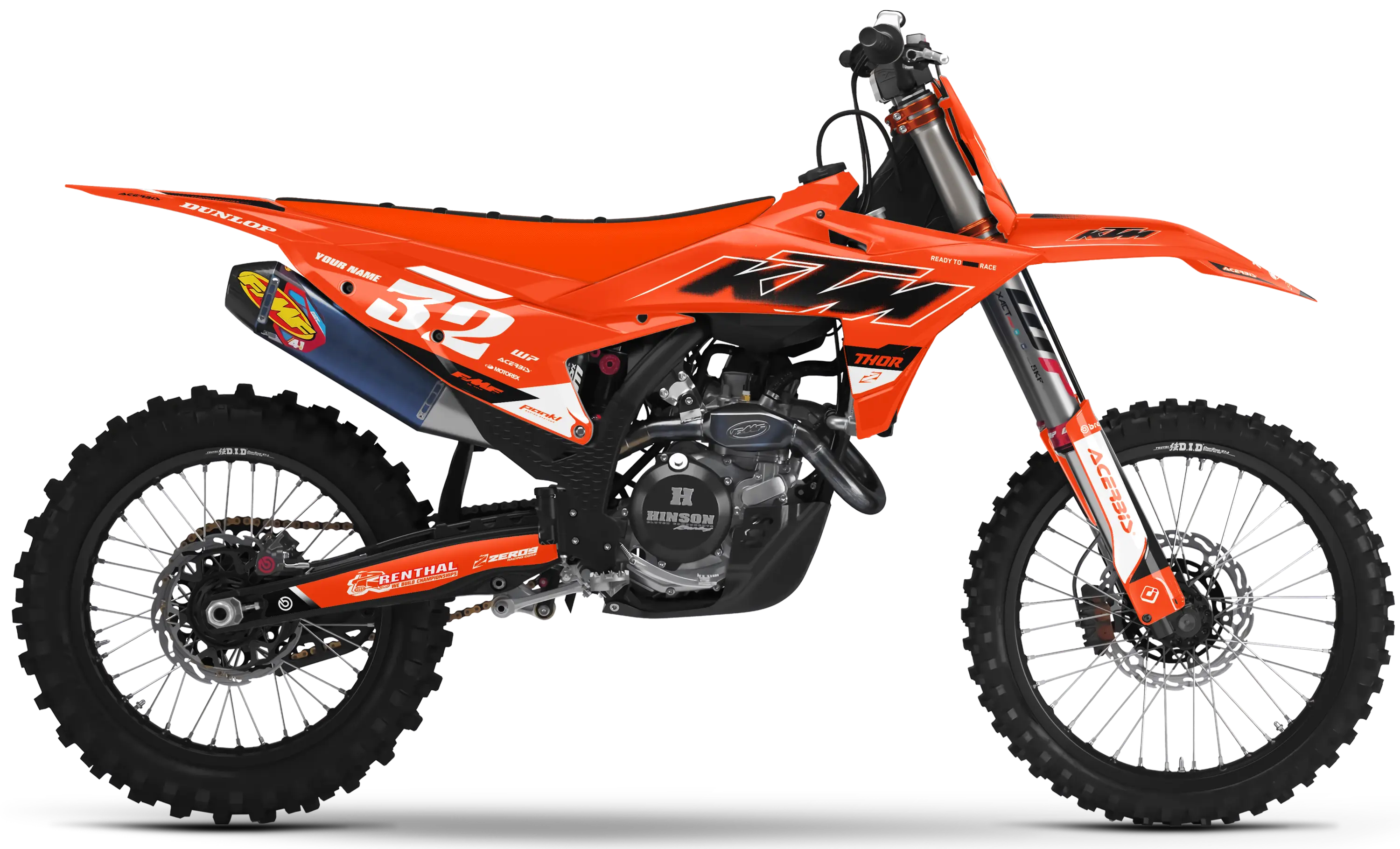 KTM graphics kit – Core Orange/Black – factory design – SX motocross.