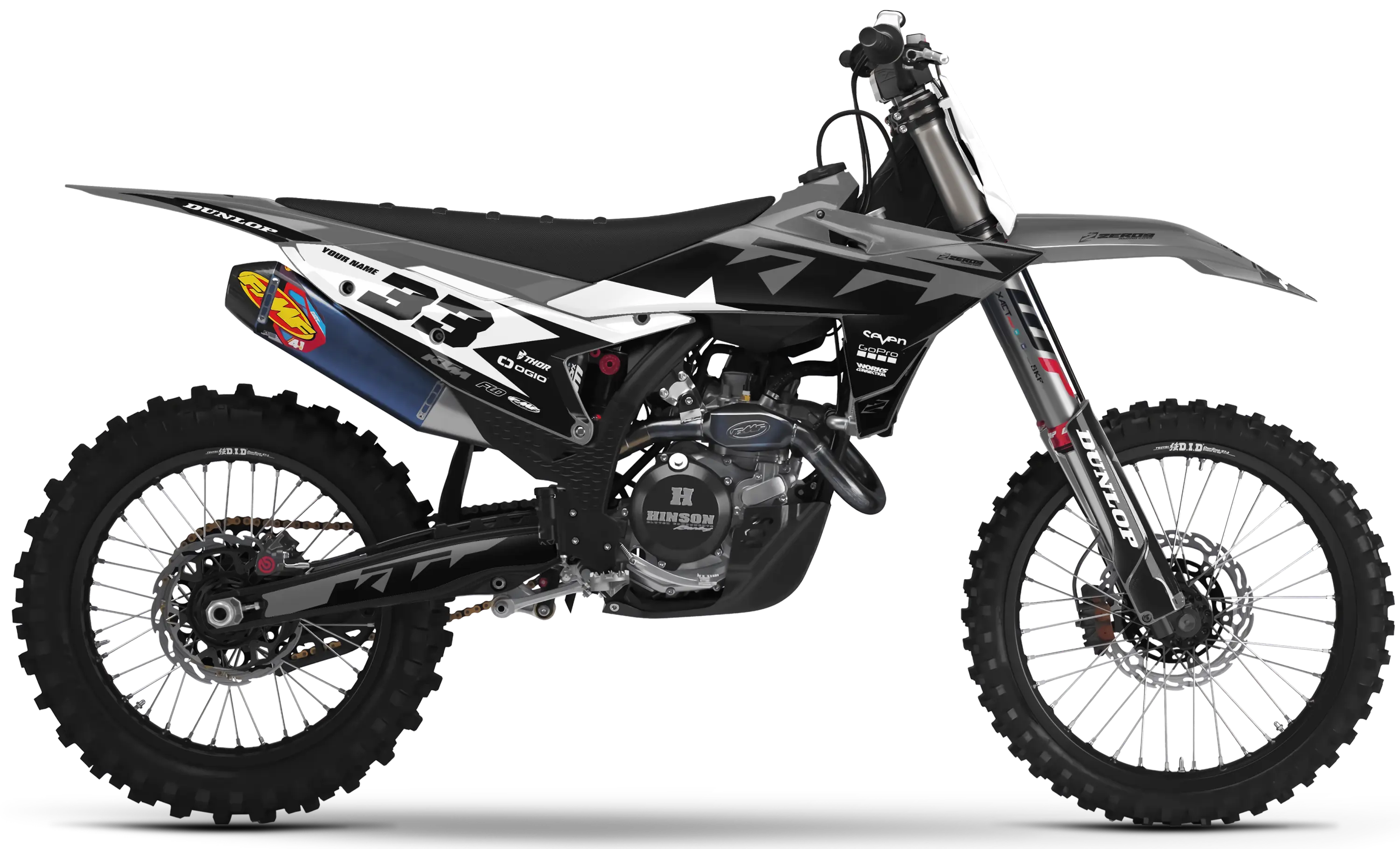 KTM graphics kit – Cruise Grey/Black – block design – motocross.