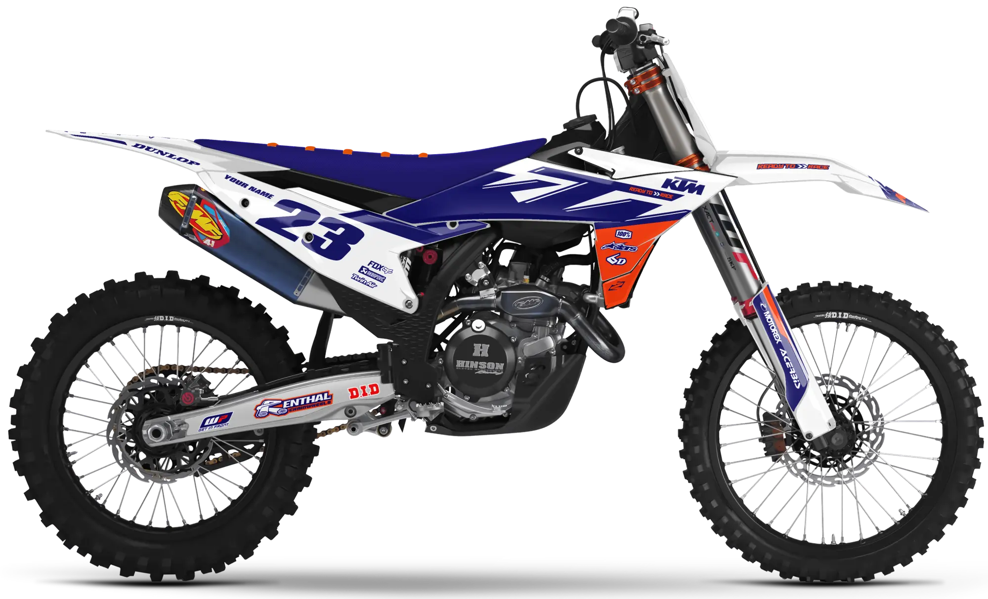 KTM graphics kit – Edge White/Blue – factory design – SX motocross.