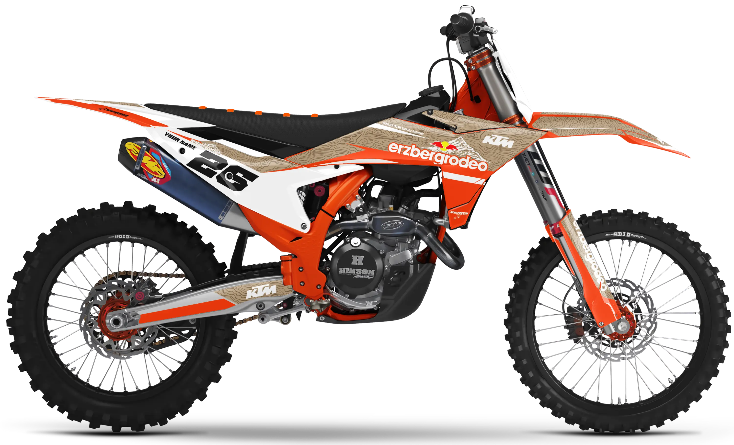 KTM graphics kit – ErzbergRodeo 22 Orange/White – factory design – hard enduro – EXC model.