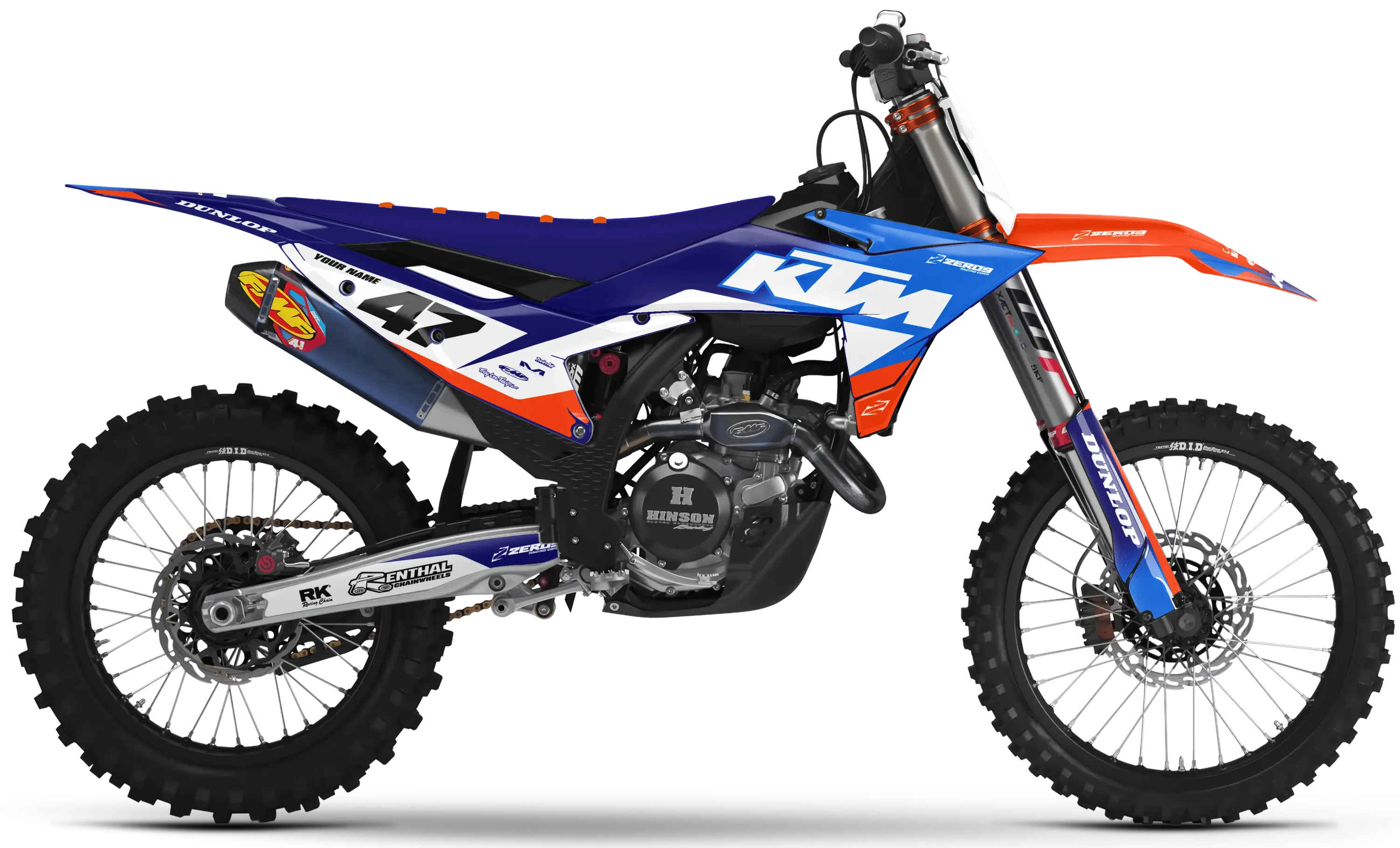 KTM graphics kit – Fade Orange/Blue – fade design – motocross – SX model.
