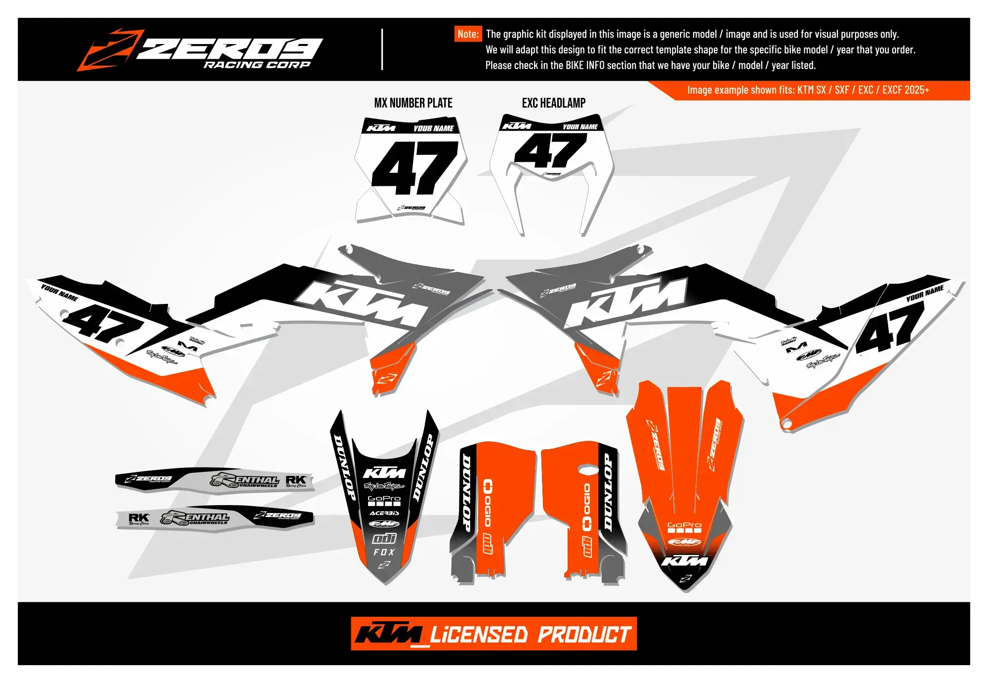 KTM Graphics Kit - Fade Orange/Grey ZERO9 MX GRAPHICS