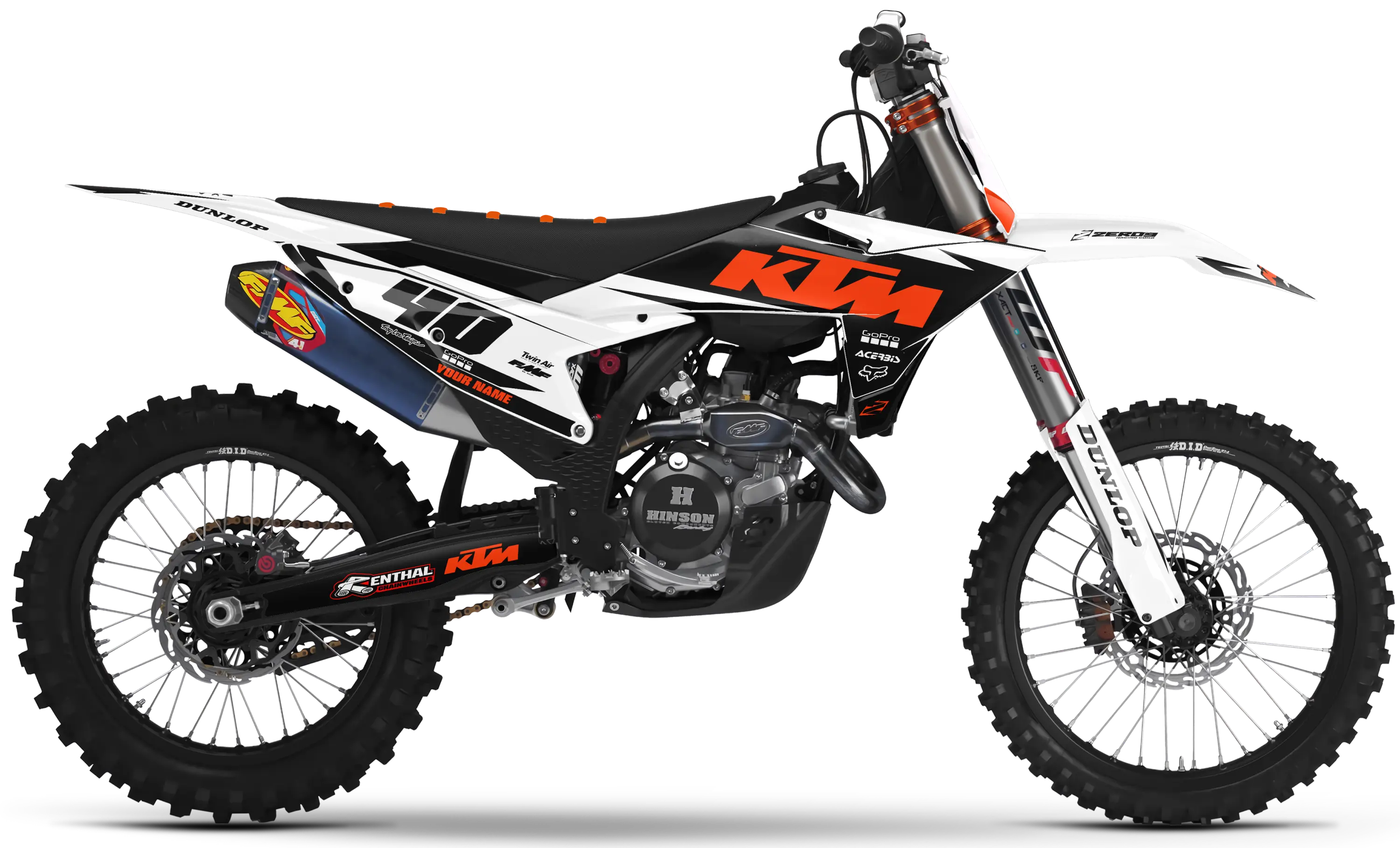 KTM graphics kit – Prime White – factory design – SX motocross.