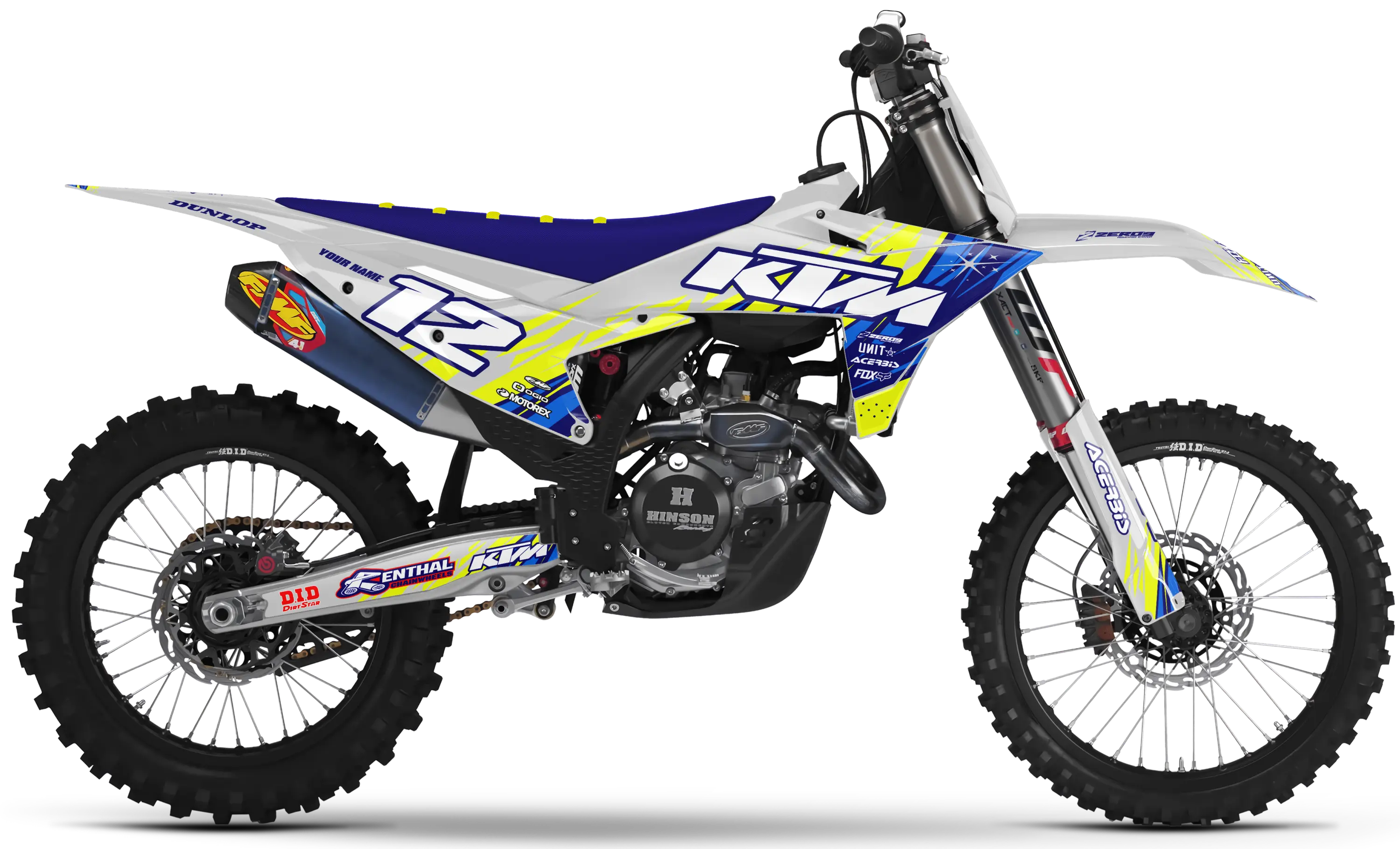 KTM graphics kit – Rage Light Grey – block design – motocross.