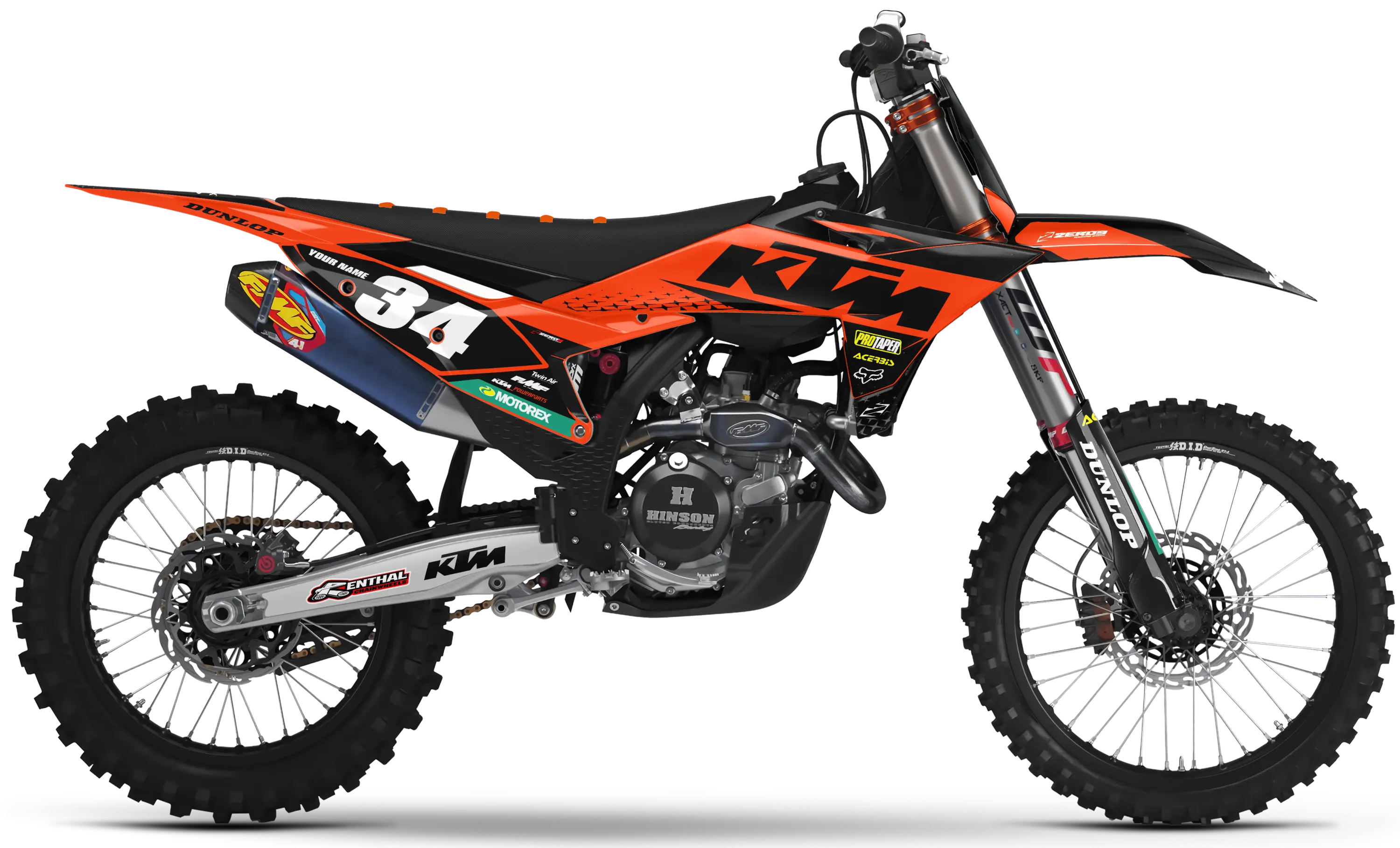 KTM graphics kit – Saga Orange/Black – factory design – SX motocross.