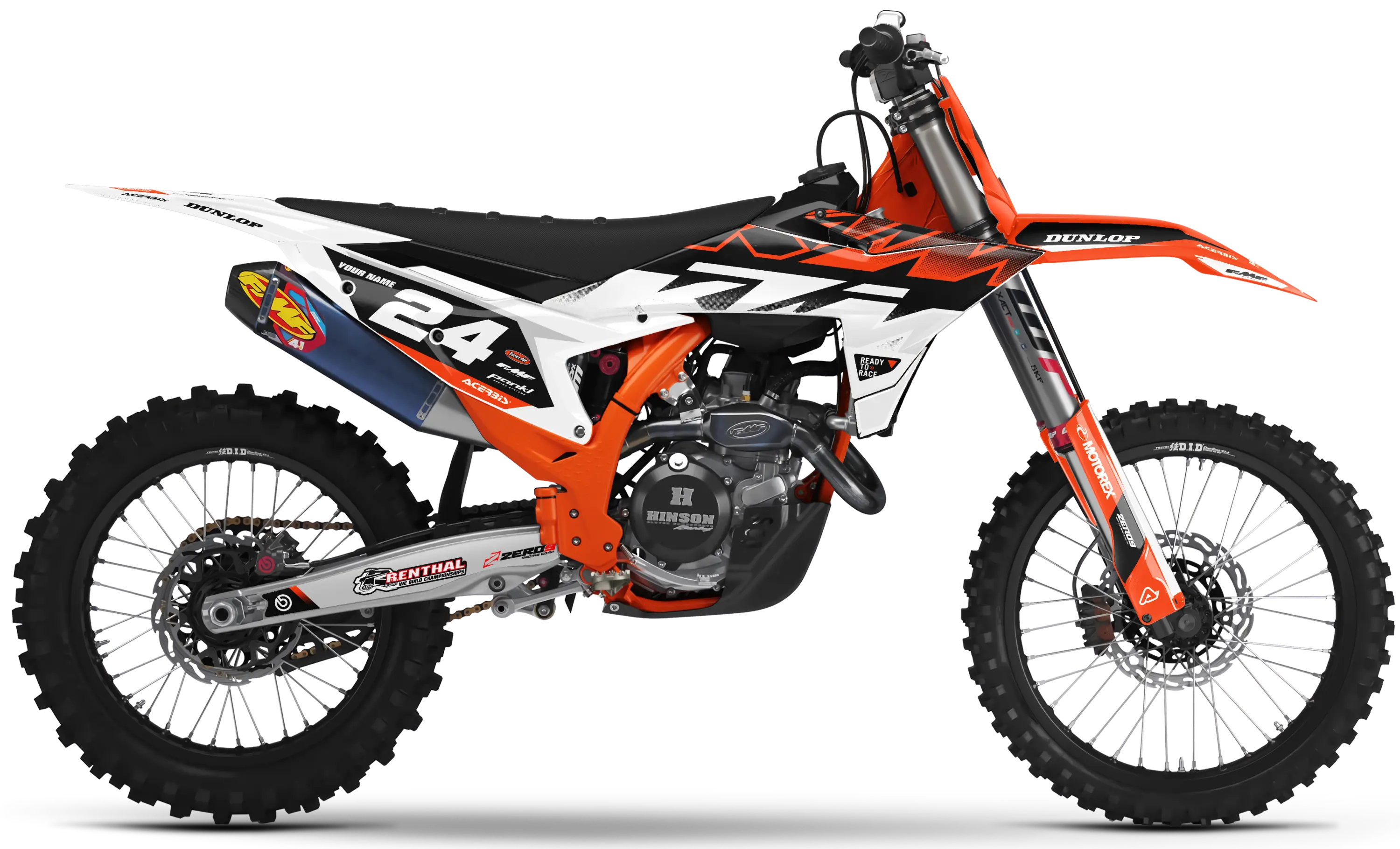 KTM graphics kit – Sync Black/White – block design – SX motocross.