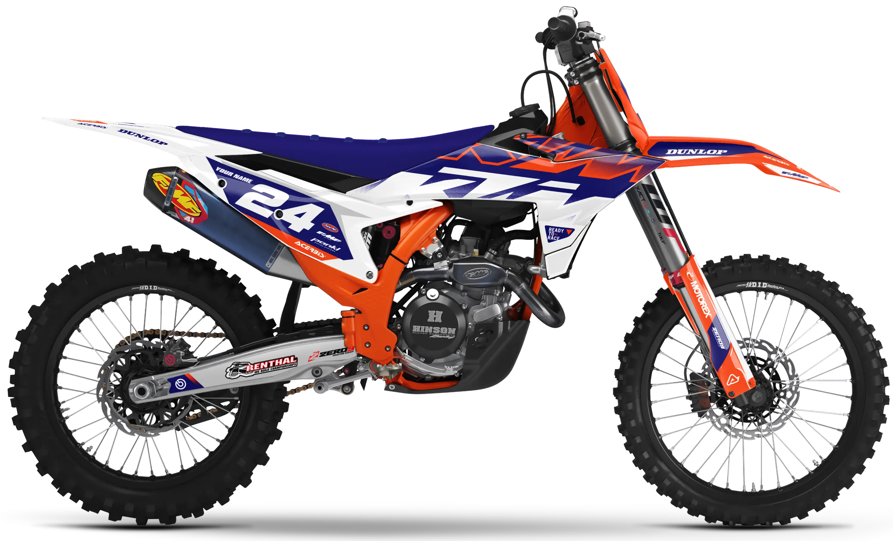 KTM graphics kit – Sync Blue/White – factory design – SX motocross.