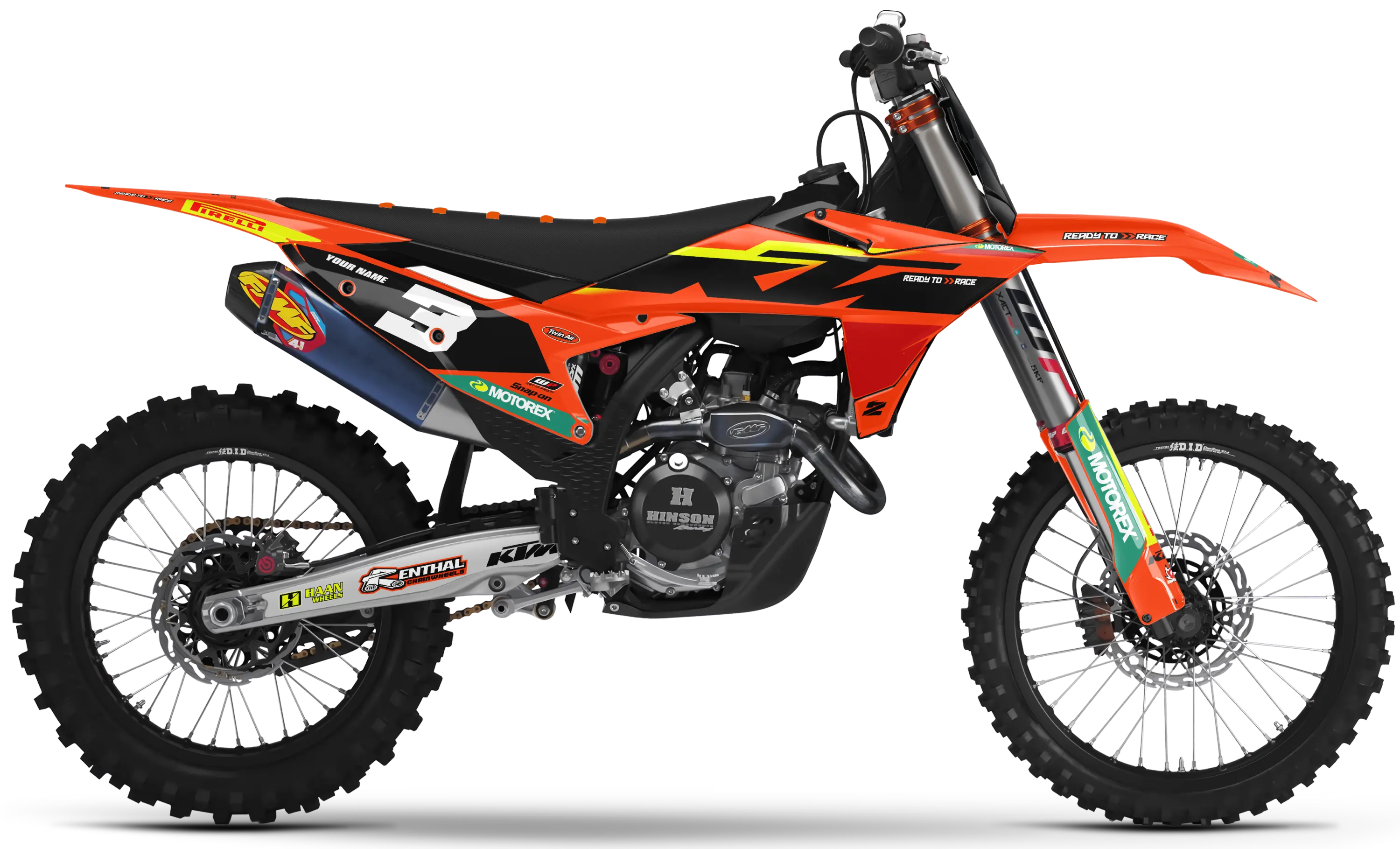 KTM graphics kit – Trax Orange/Black – block design – motocross – SX model.